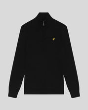 Lyle & Scott Cotton Merino Quarter Zip, Jet Black