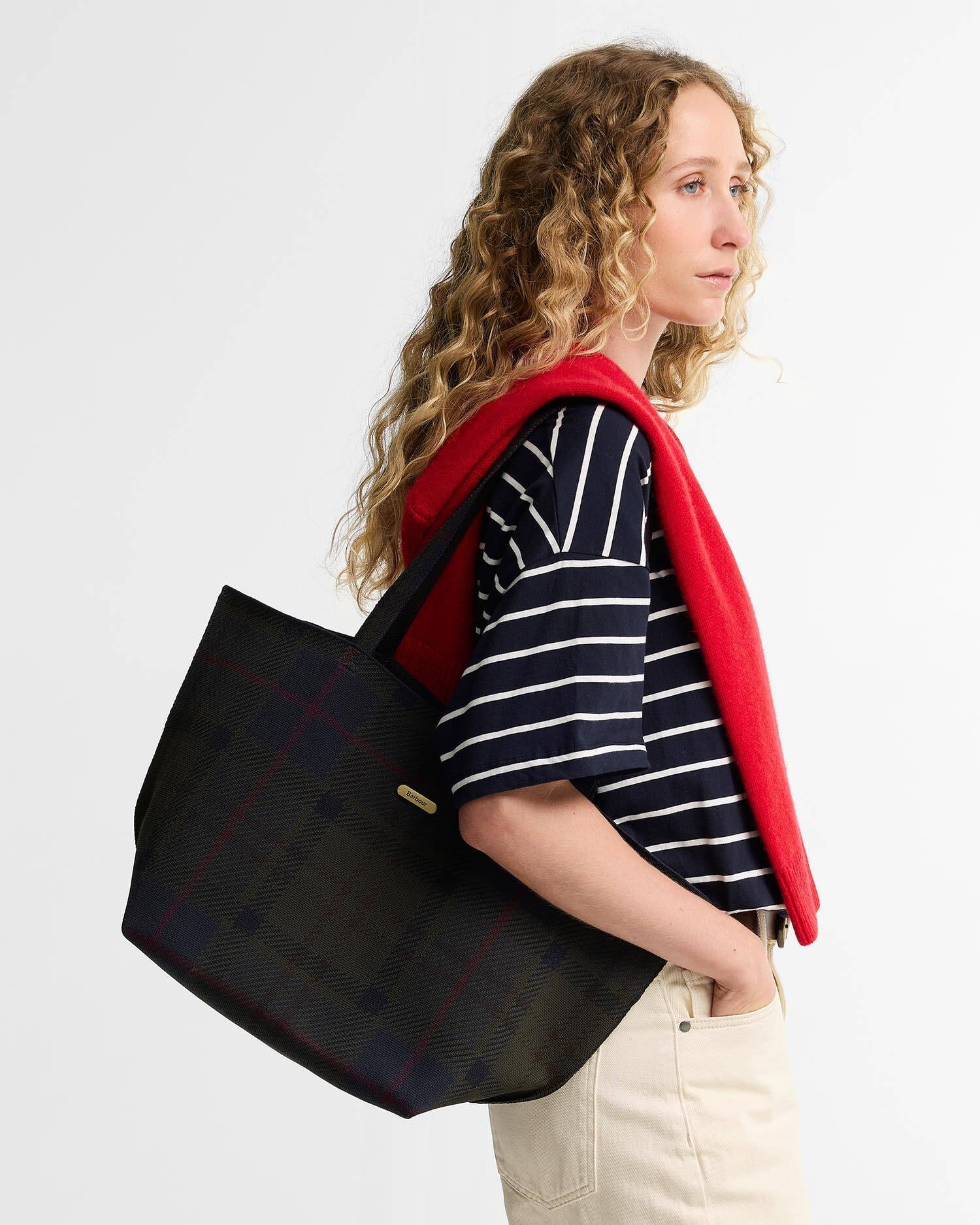 LAYLA TARTAN LARGE TOTE BAG