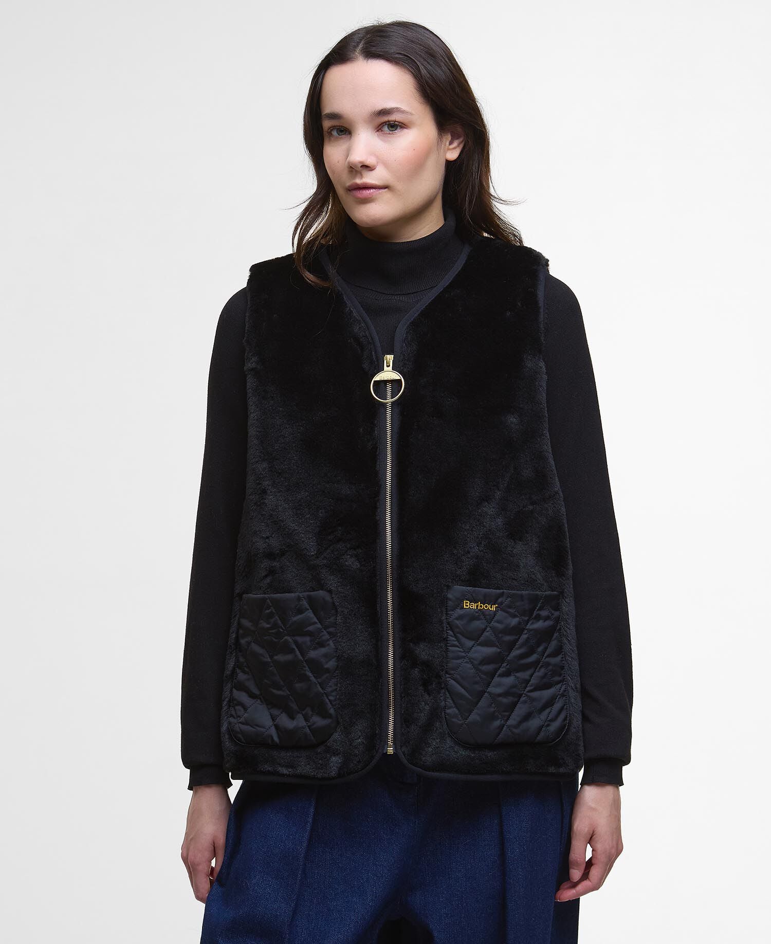 Barbour Karin Faux-Fur Gilet Black Fur