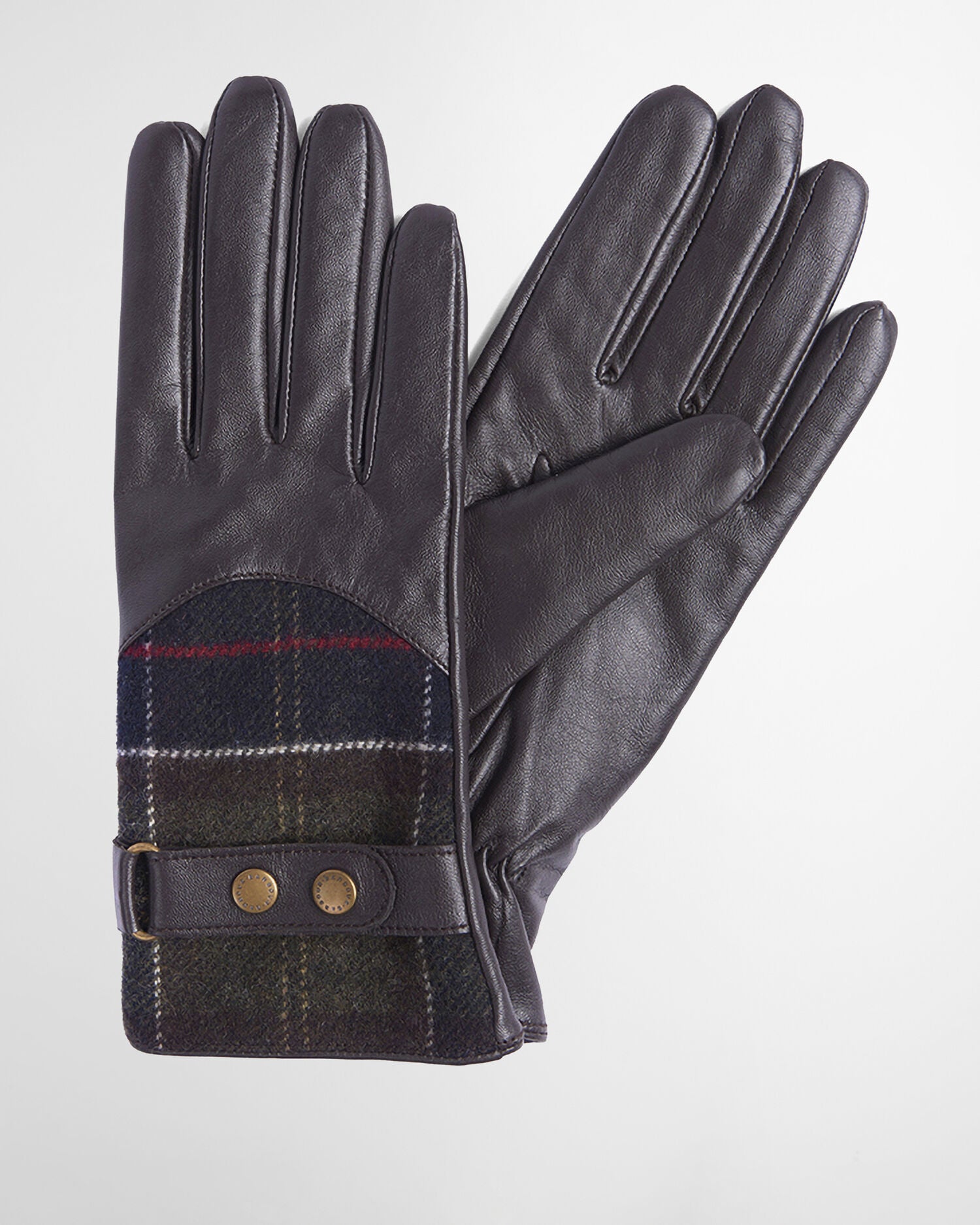 Barbour Dee Tartan Gloves Dark Brown