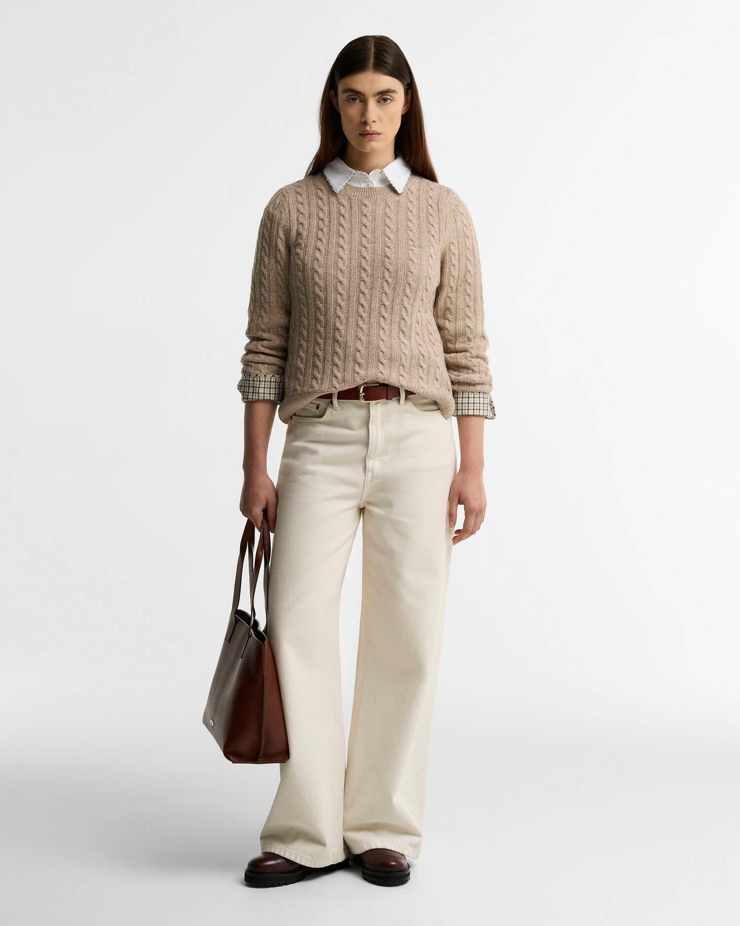 ASHDOWN RELAXED WOOL-BLEND CABLE-KNIT JUMPER