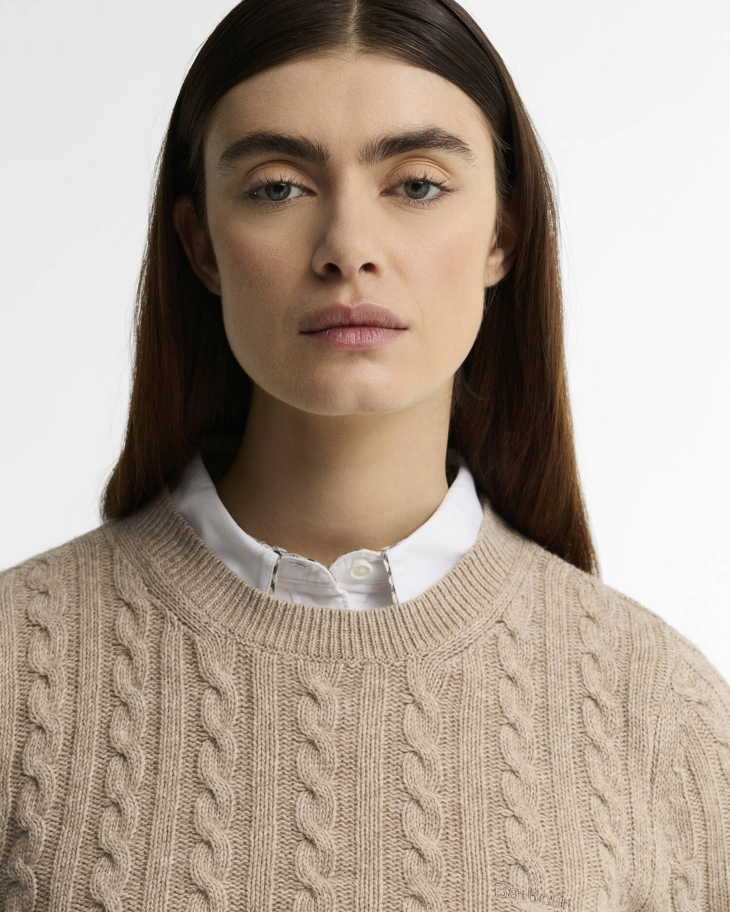 ASHDOWN RELAXED WOOL-BLEND CABLE-KNIT JUMPER
