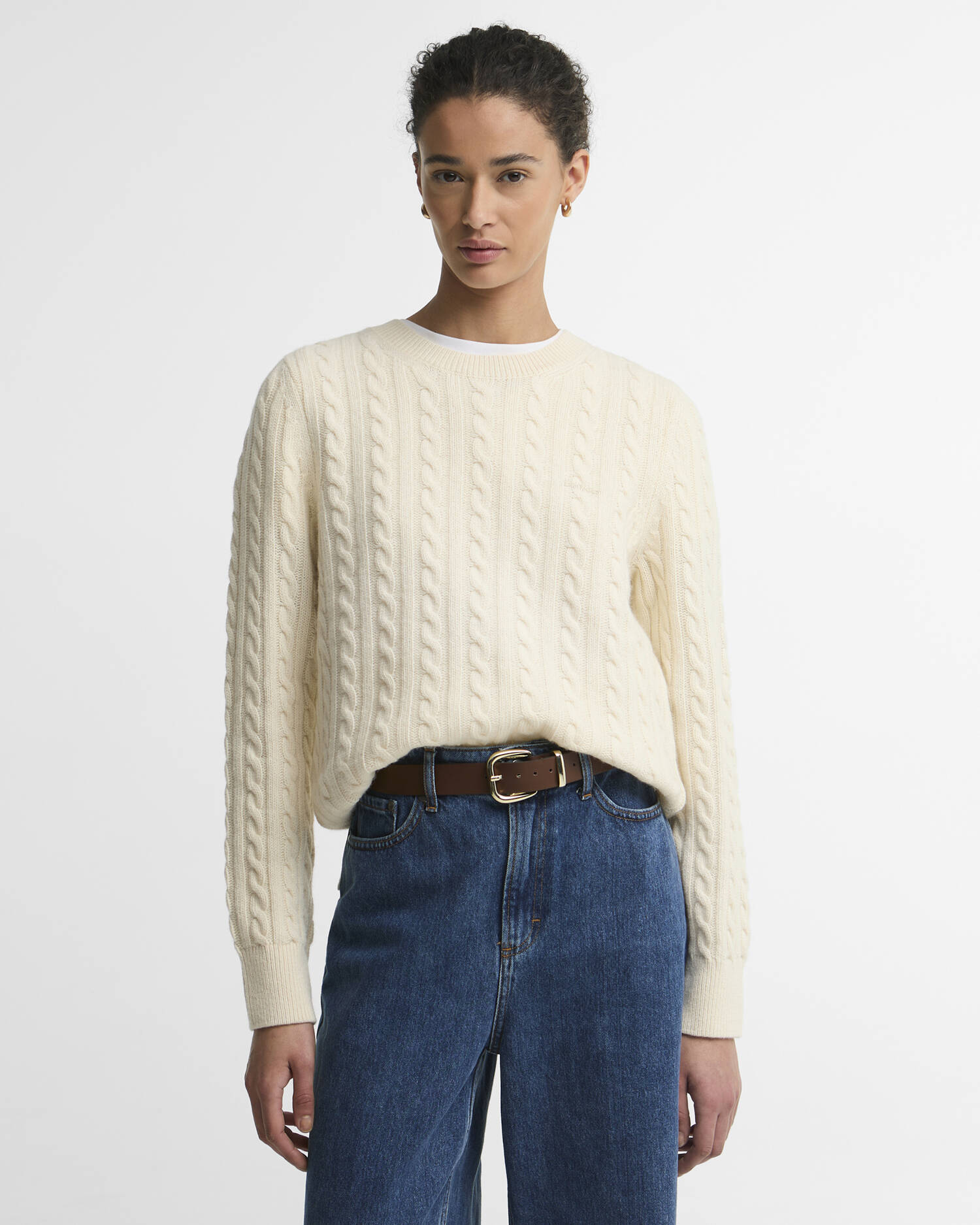 ASHDOWN RELAXED WOOL-BLEND CABLE-KNIT JUMPER