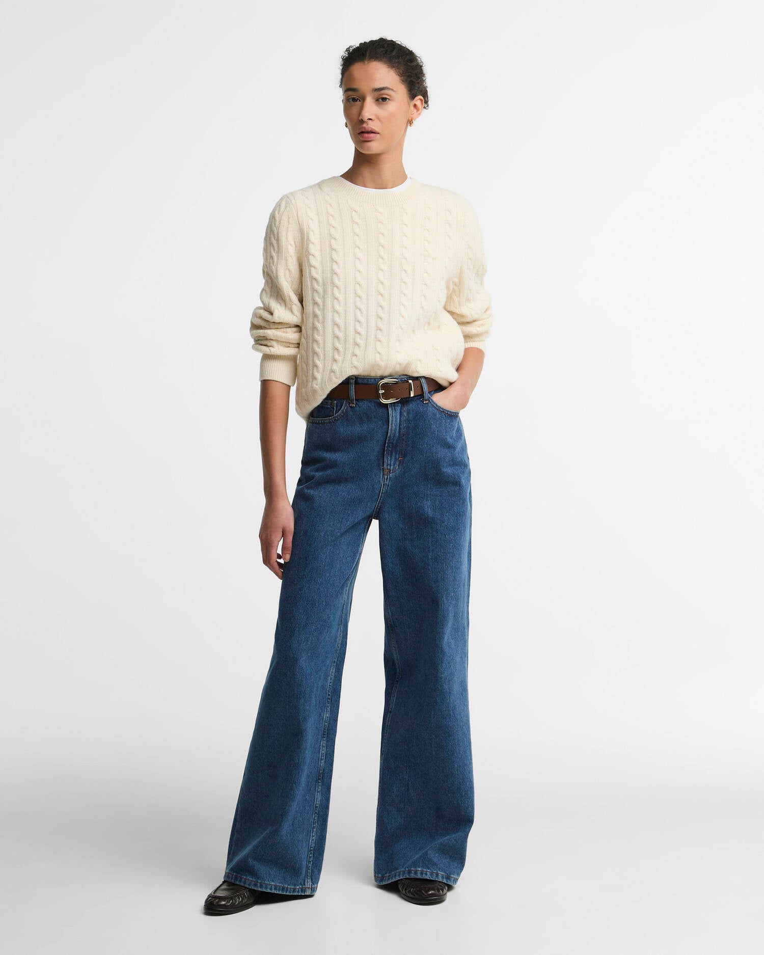 ASHDOWN RELAXED WOOL-BLEND CABLE-KNIT JUMPER