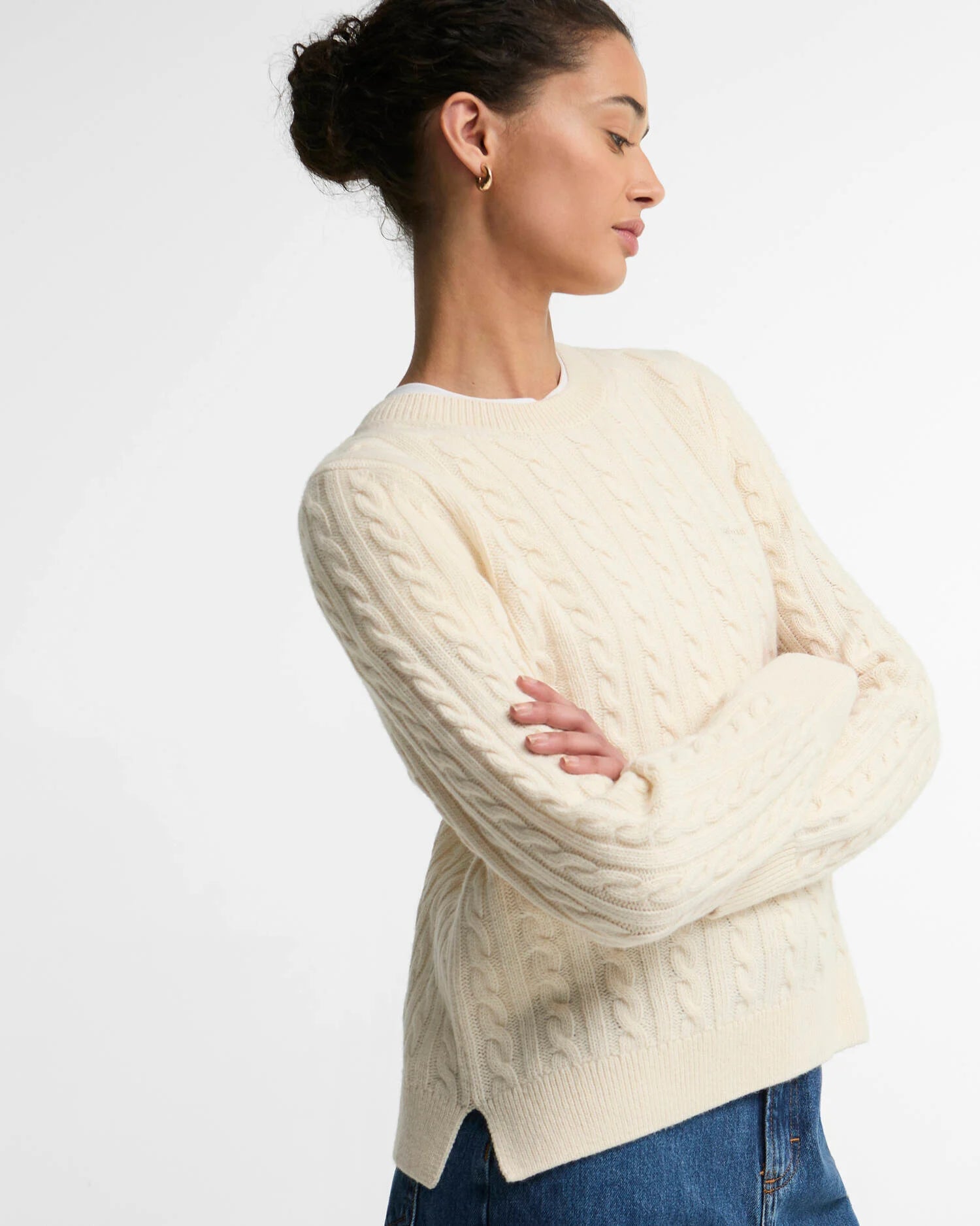 ASHDOWN RELAXED WOOL-BLEND CABLE-KNIT JUMPER