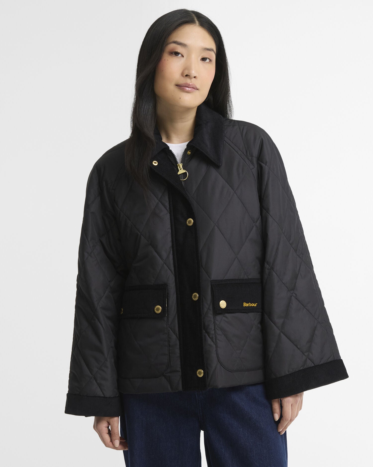 Barbour Kilnwick Quilted Jacket Black/Ancient – framsida