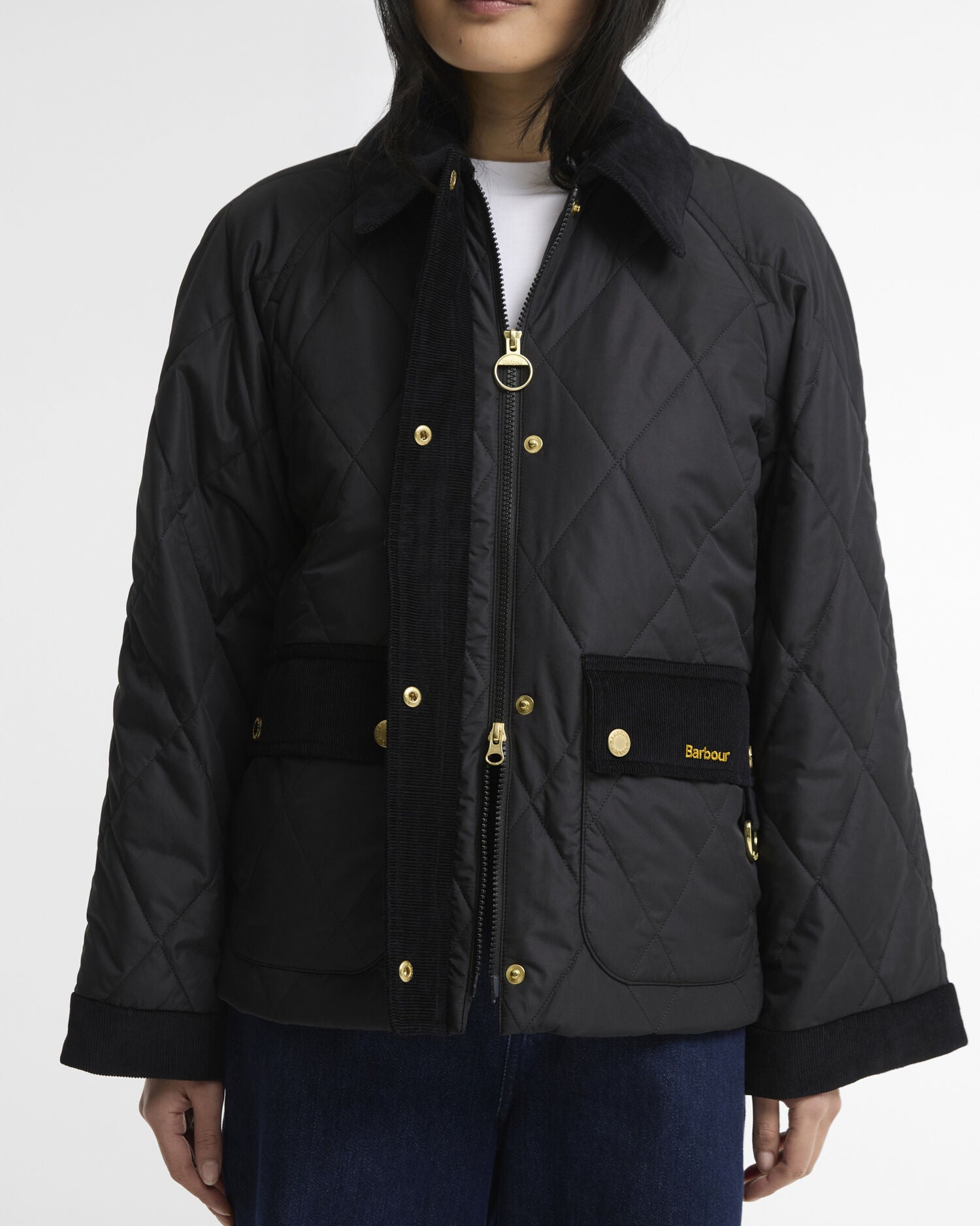 Barbour Kilnwick Quilted Jacket Black/Ancient – detalj