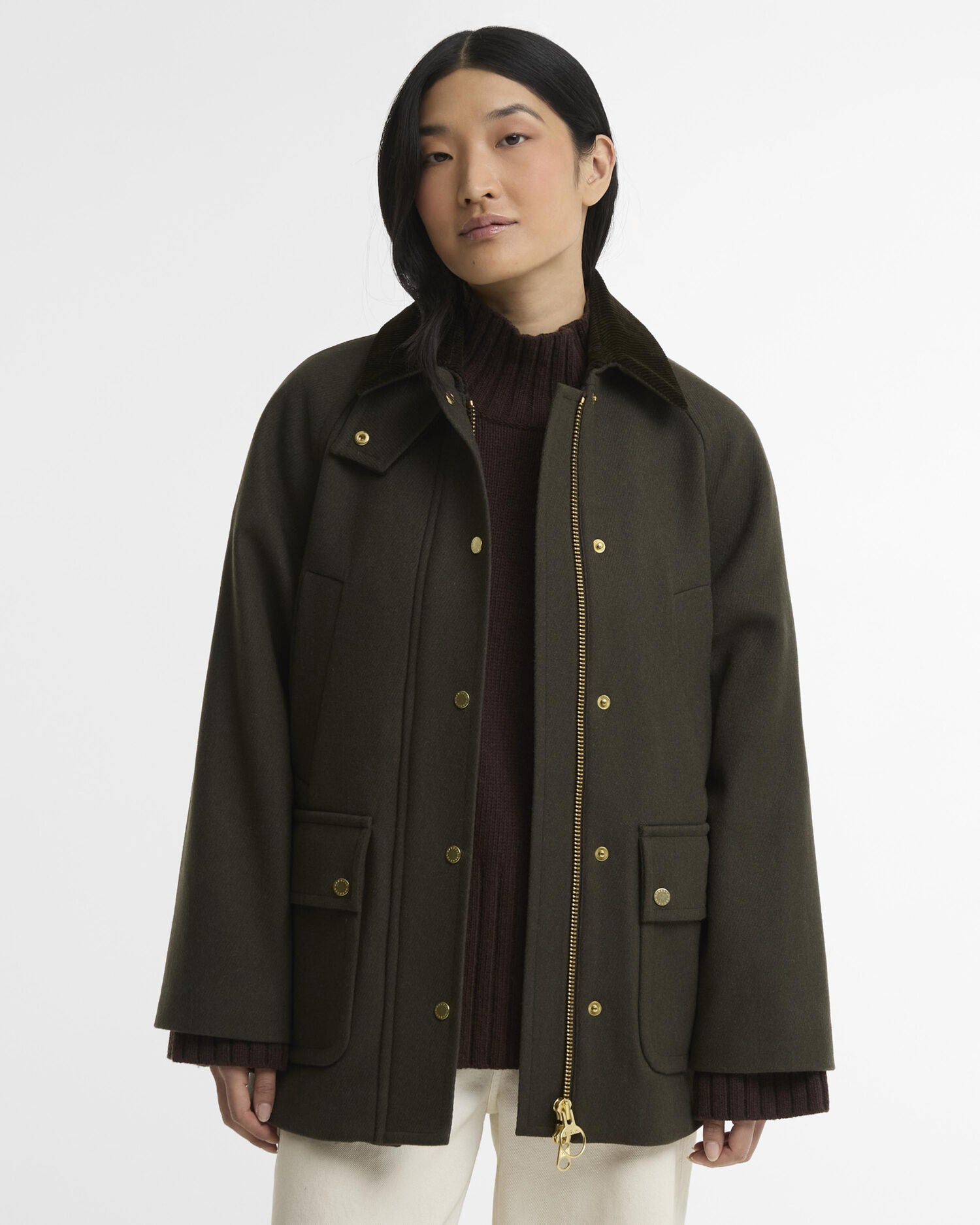 Barbour Bedale Wool Coat Olive