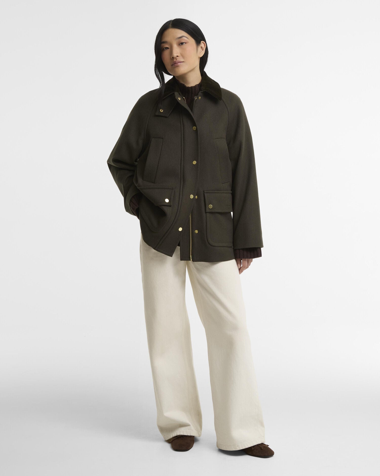 Barbour Bedale Wool Coat Olive