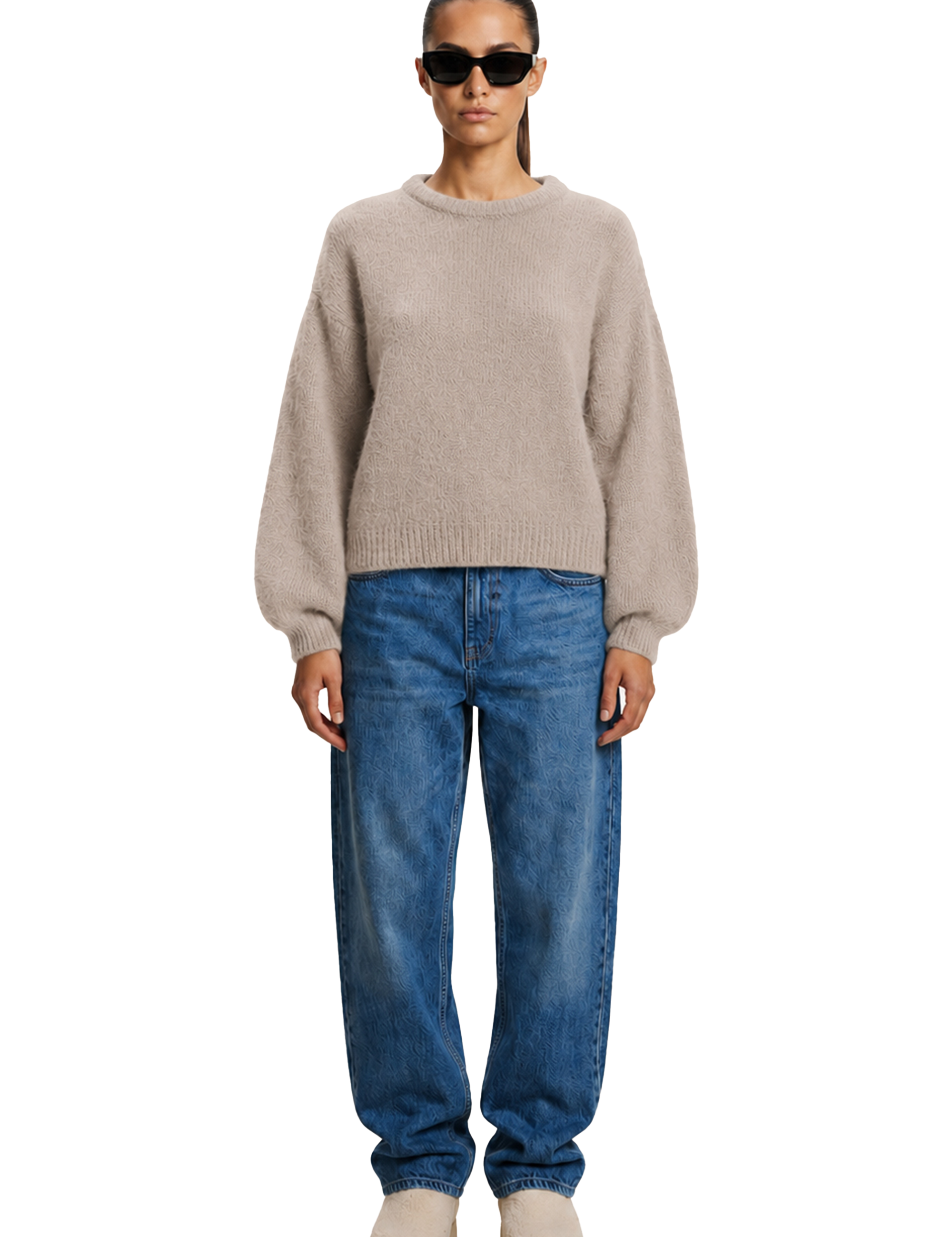American Dreams Liana Round Neck Pullover, Light Taupe