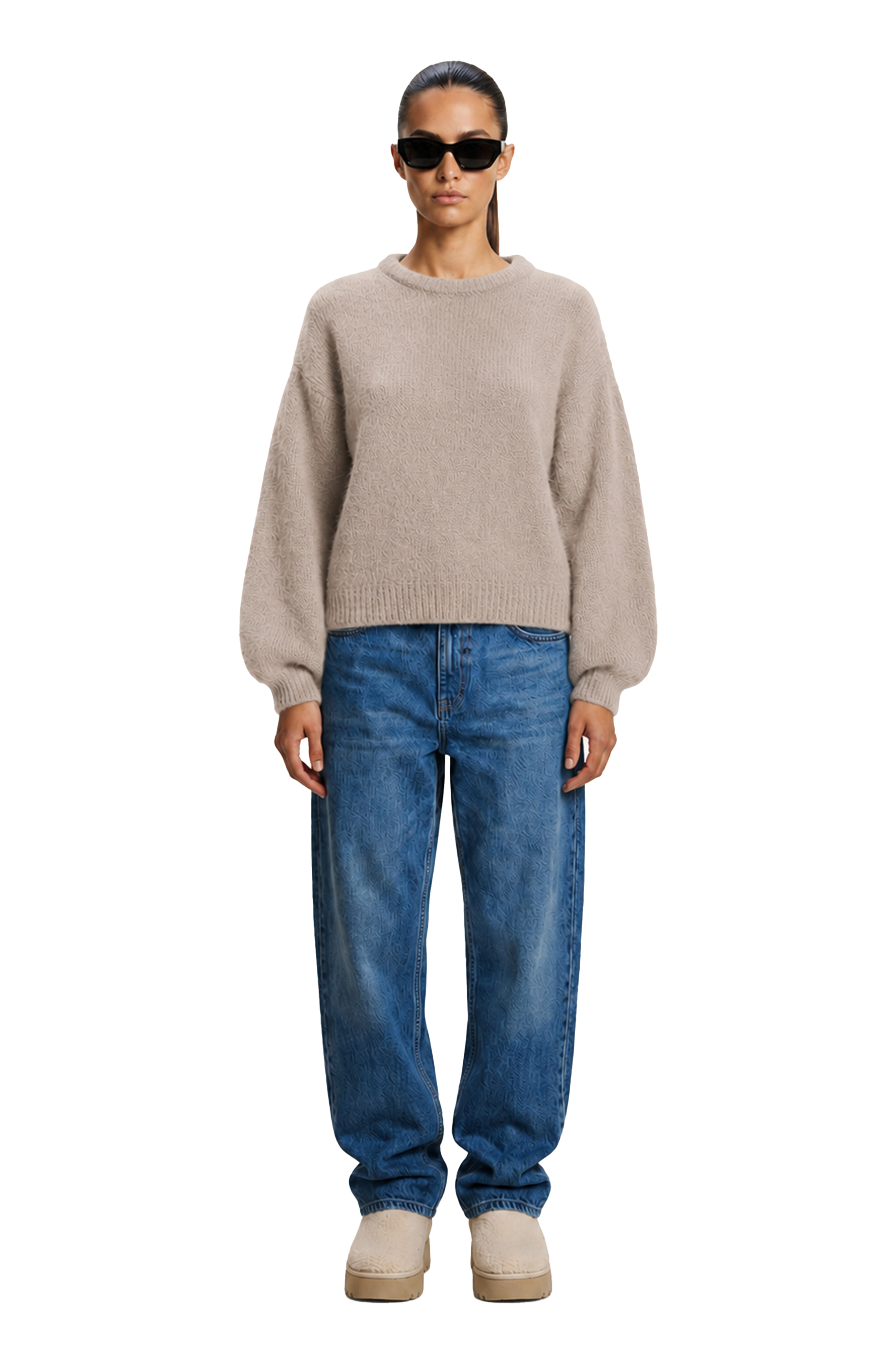 American Dreams Liana Round Neck Pullover, Light Taupe