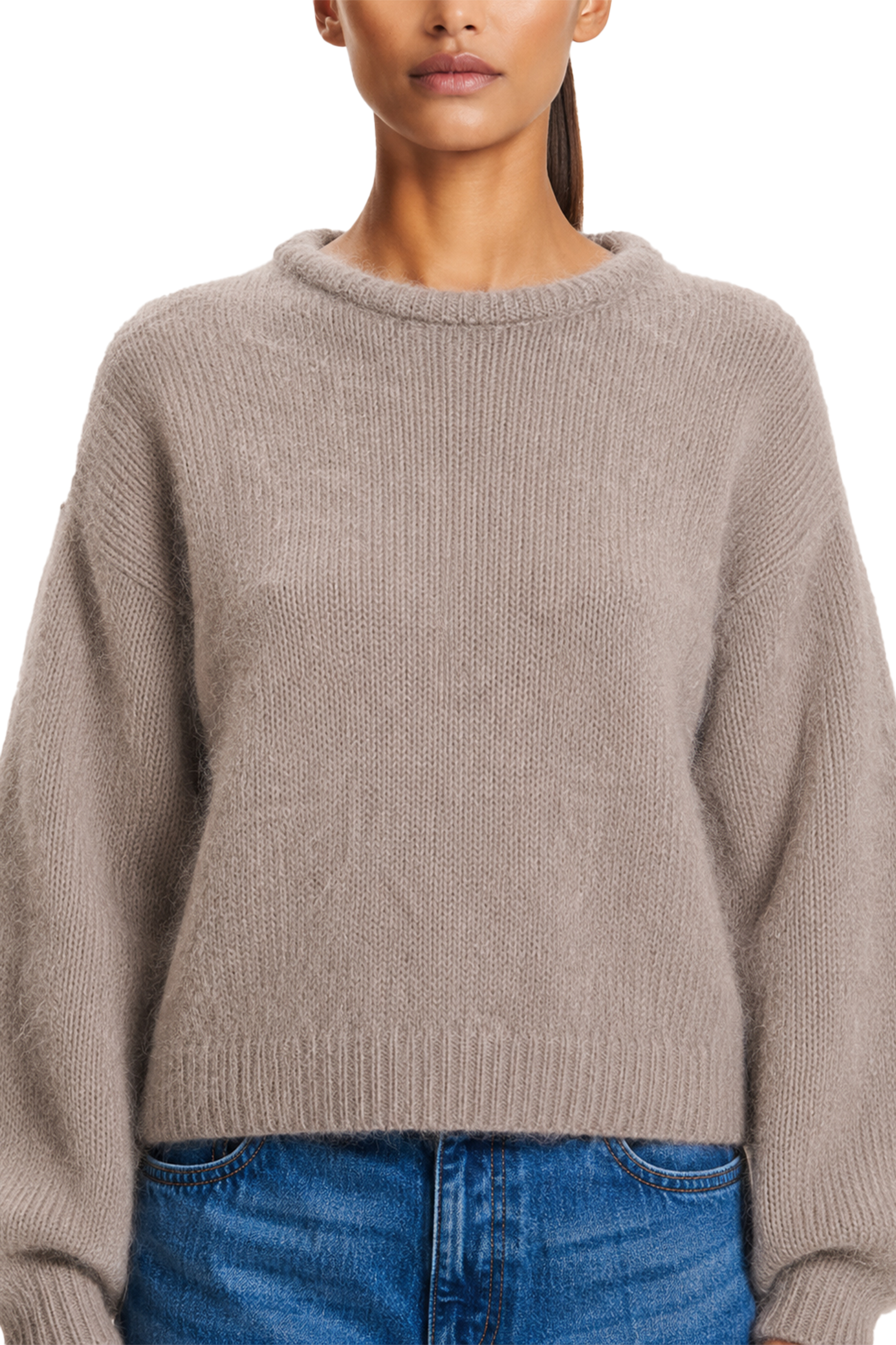 American Dreams Liana Round Neck Pullover, Light Taupe
