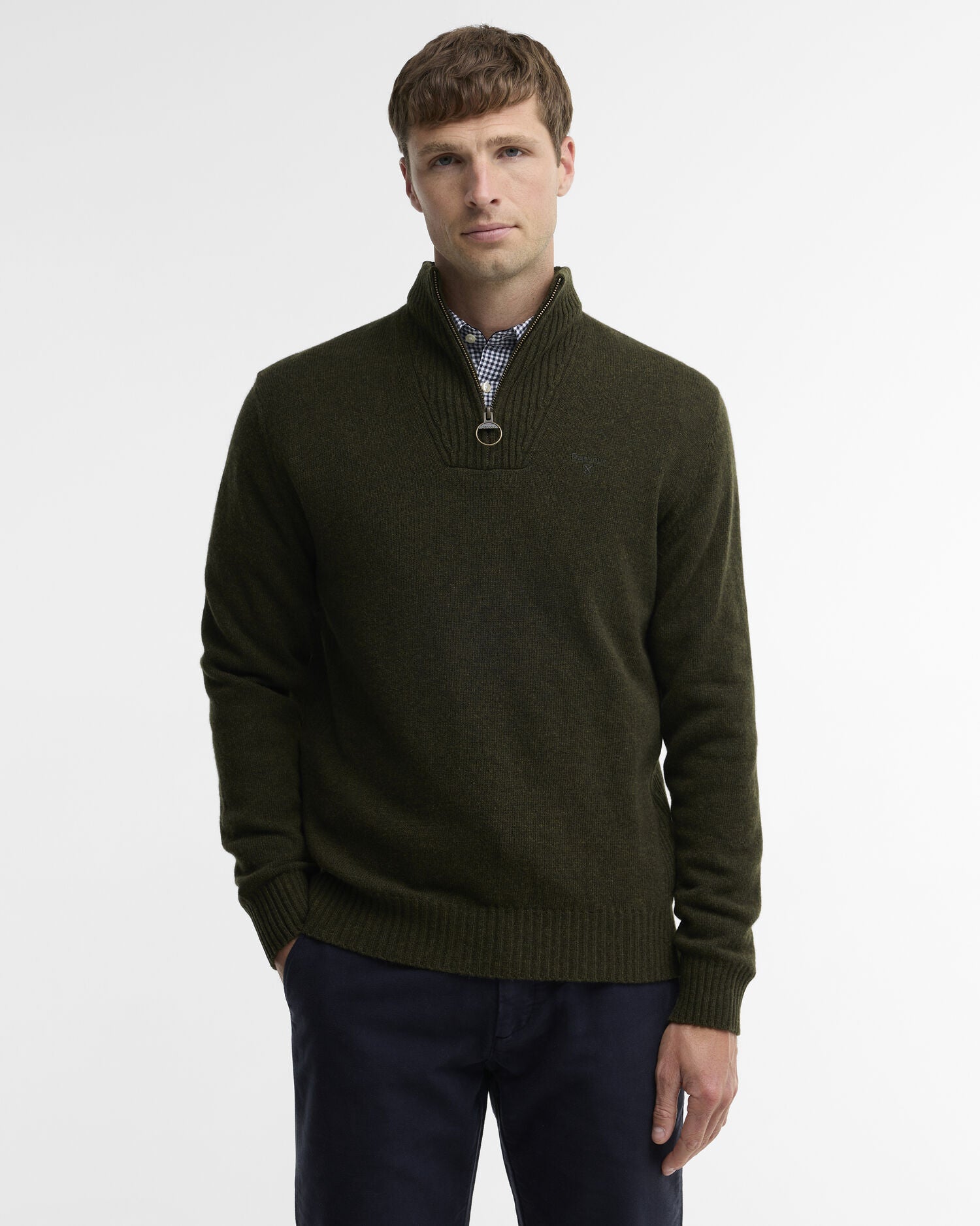 Barbour Essential Lambswool Half Zip Jumper Seaweed