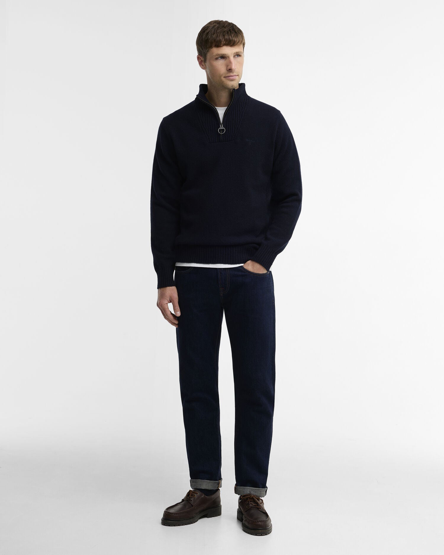 Barbour Essential Lambswool Half Zip Jumper Navy