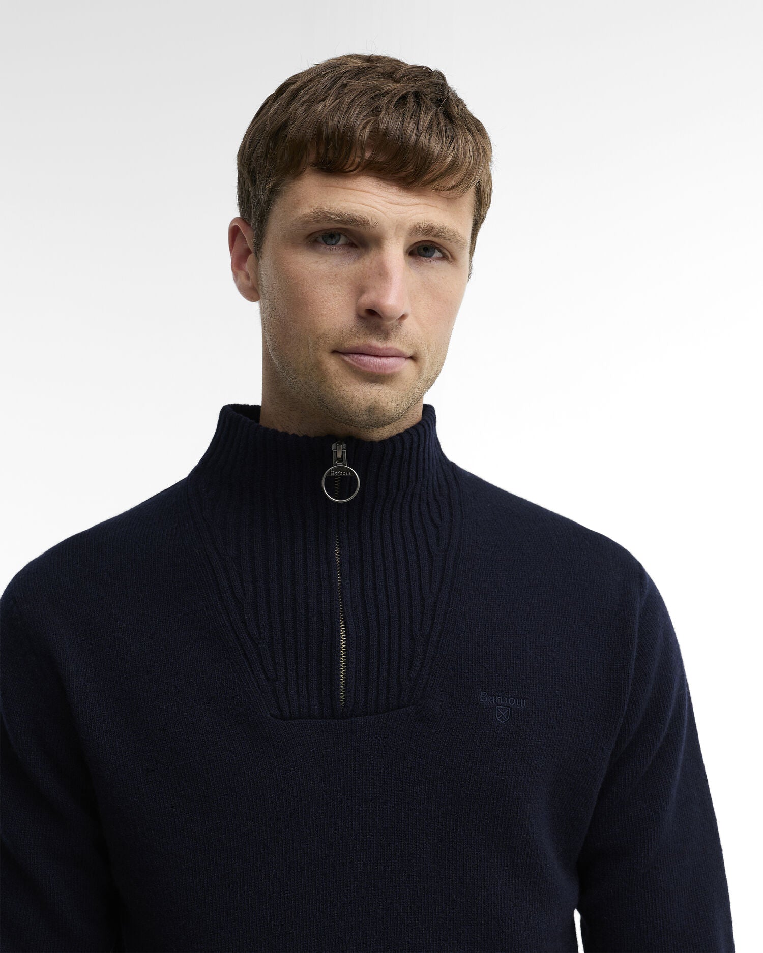 Barbour Essential Lambswool Half Zip Jumper Navy