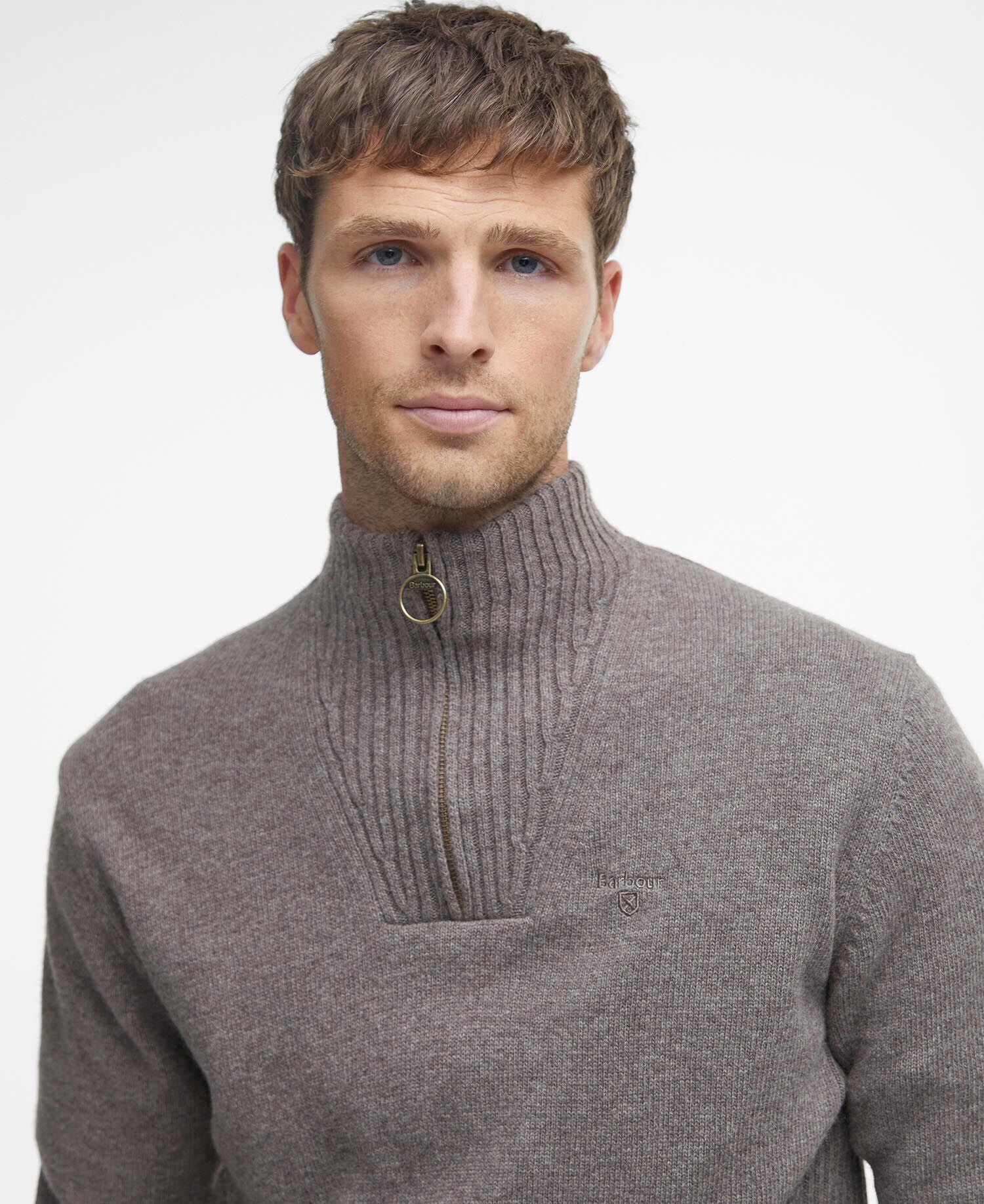 Barbour Essential Lambswool Half Zip Jumper Dark Stone