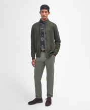 Barbour Essential Elbow-Patch Cardigan Seaweed