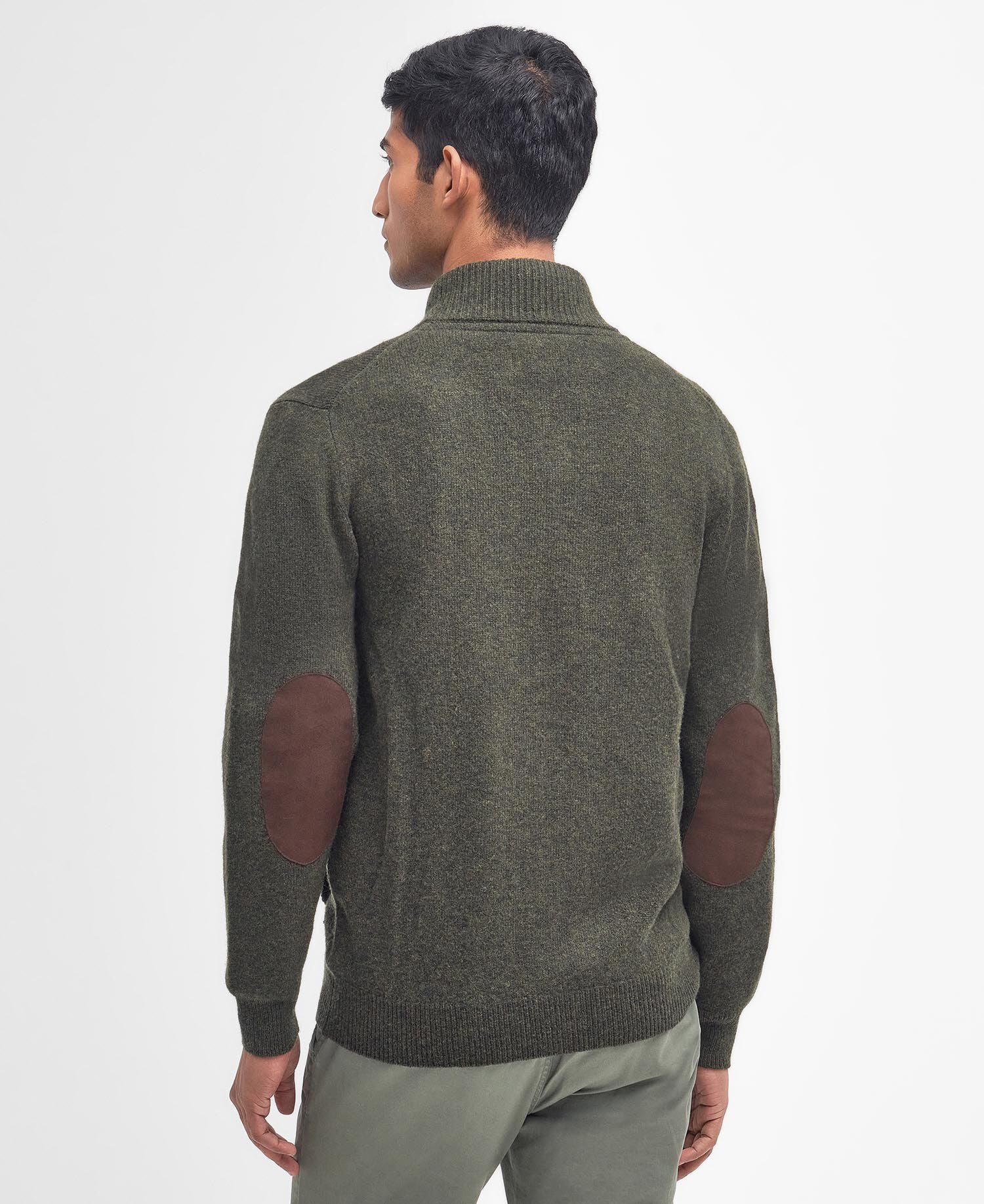 Barbour Essential Elbow-Patch Cardigan Seaweed