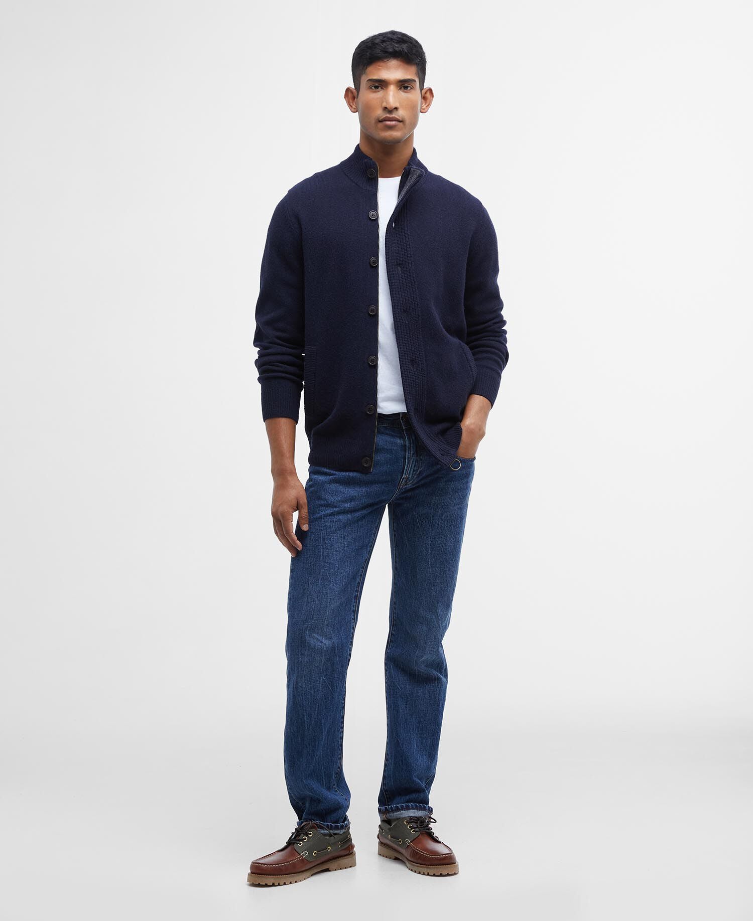 Barbour Essential Elbow-Patch Cardigan Navy