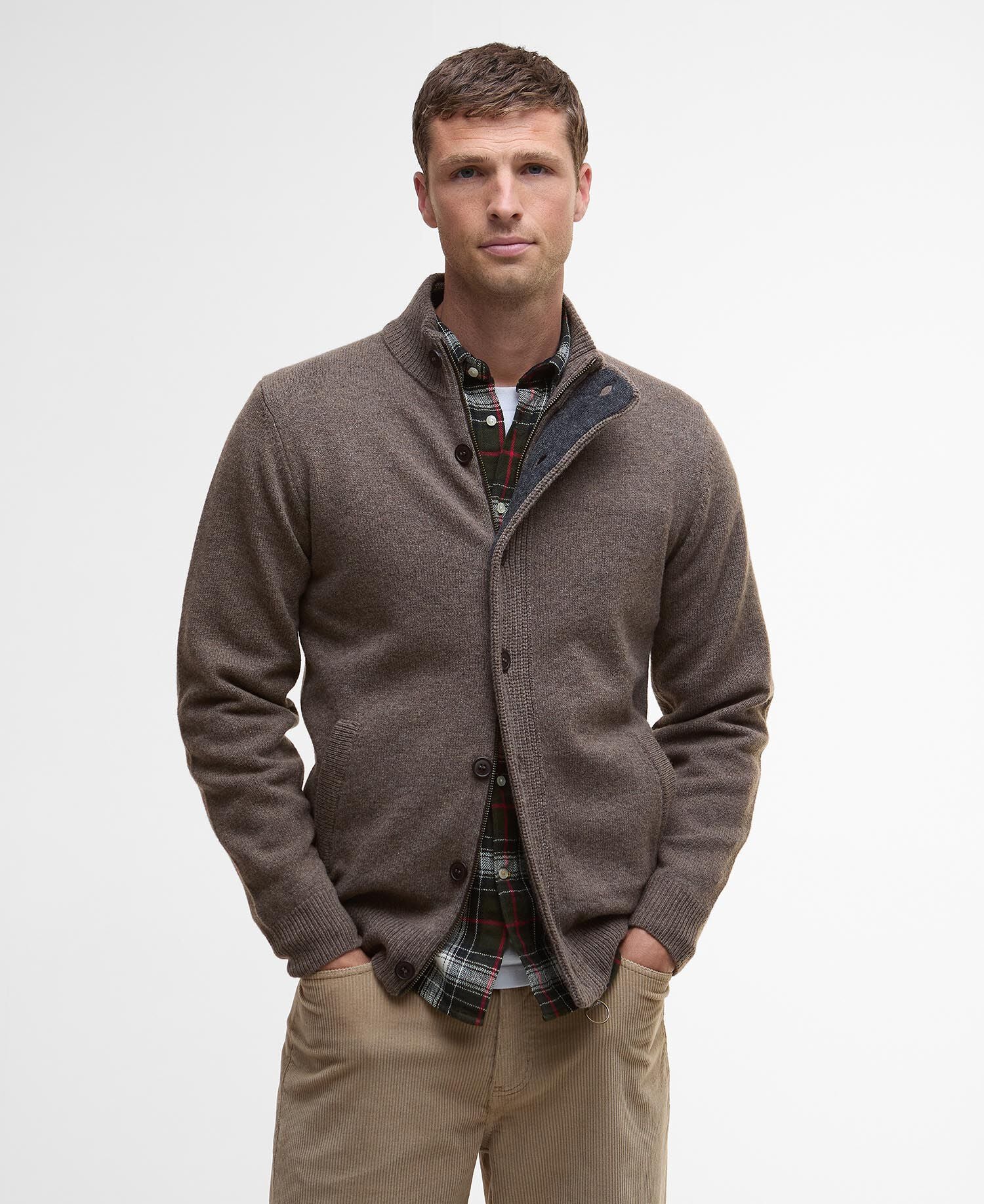 Barbour Essential Elbow-Patch Cardigan Dark Stone