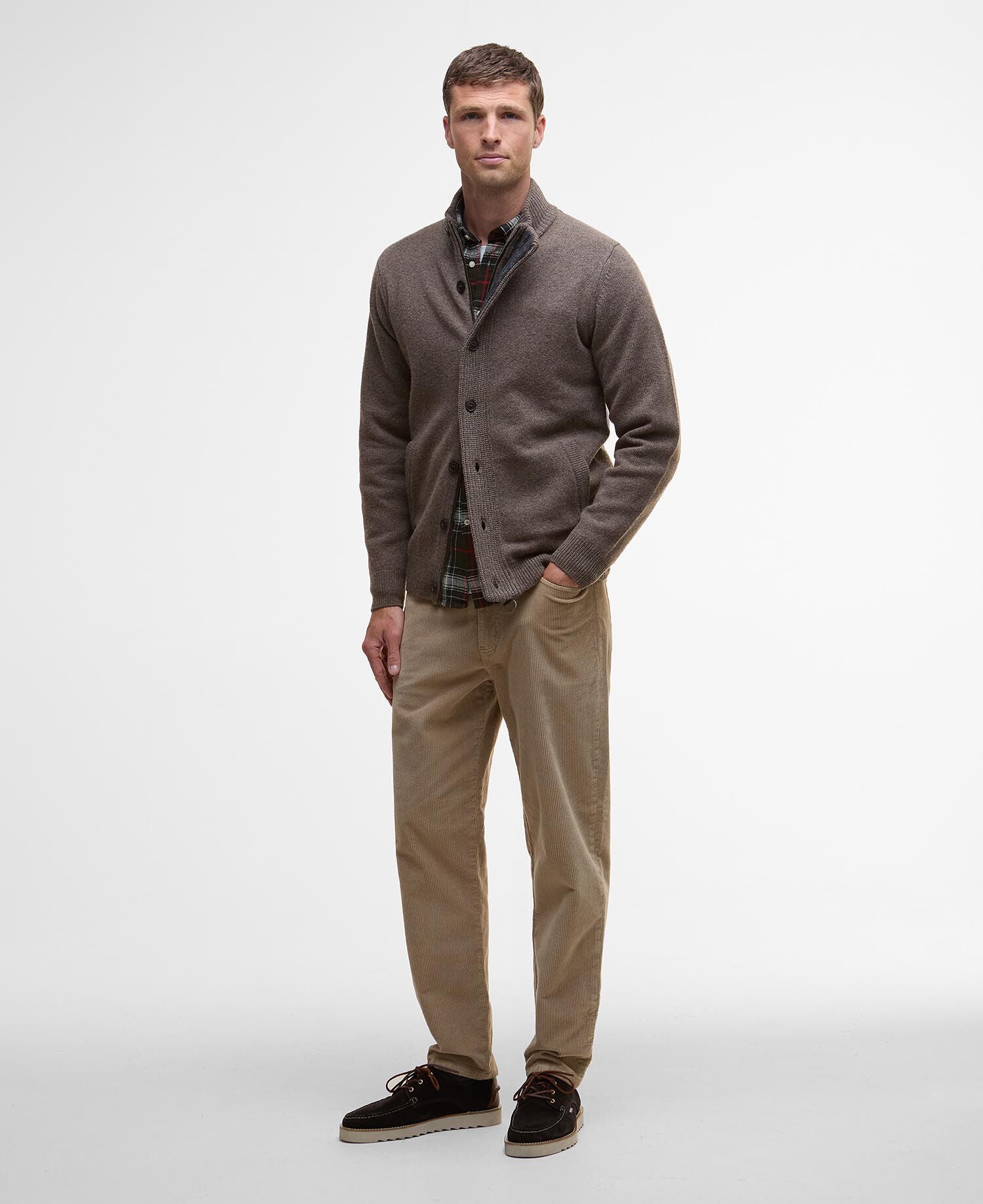 Barbour Essential Elbow-Patch Cardigan Dark Stone