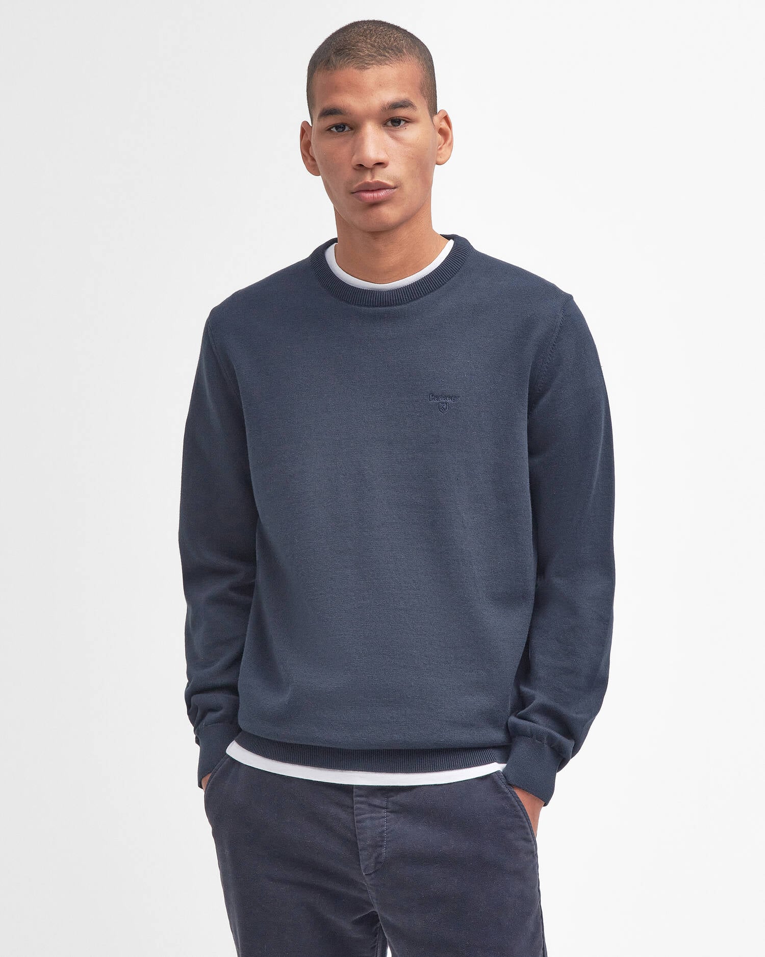 Barbour Pima Cotton Crew Neck Sweater – Classic Navy