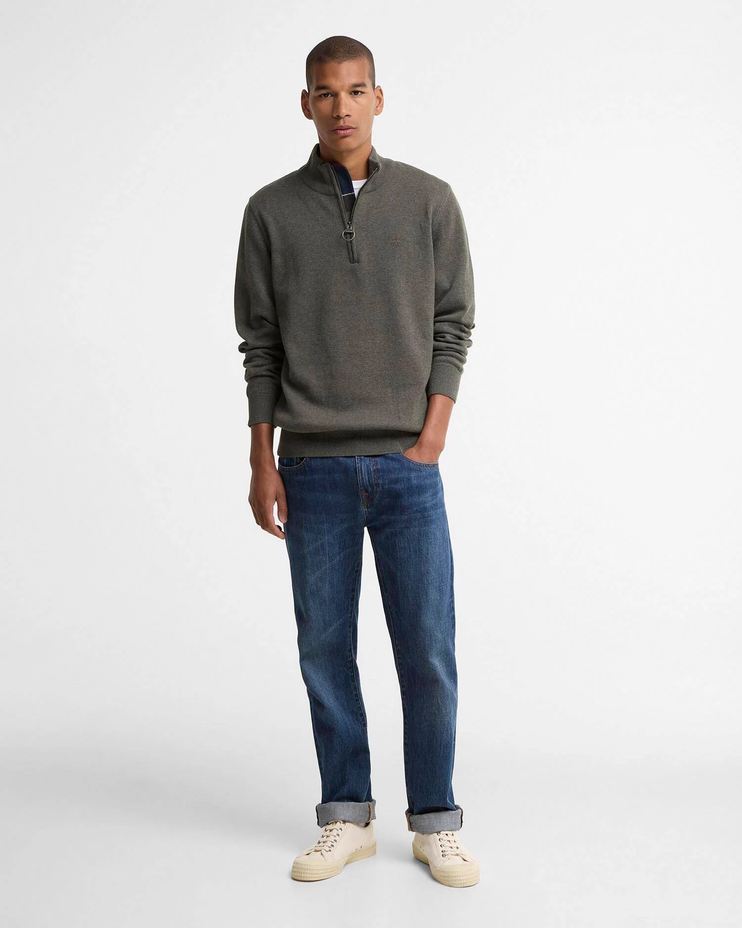 COTTON QUARTER-ZIP JUMPER