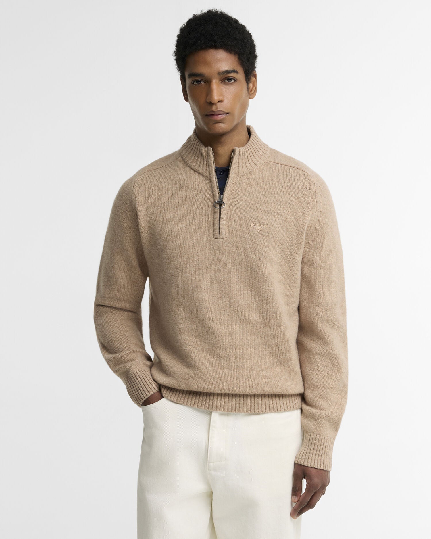 Barbour Newtown Half-Zip Jumper Washed Stone