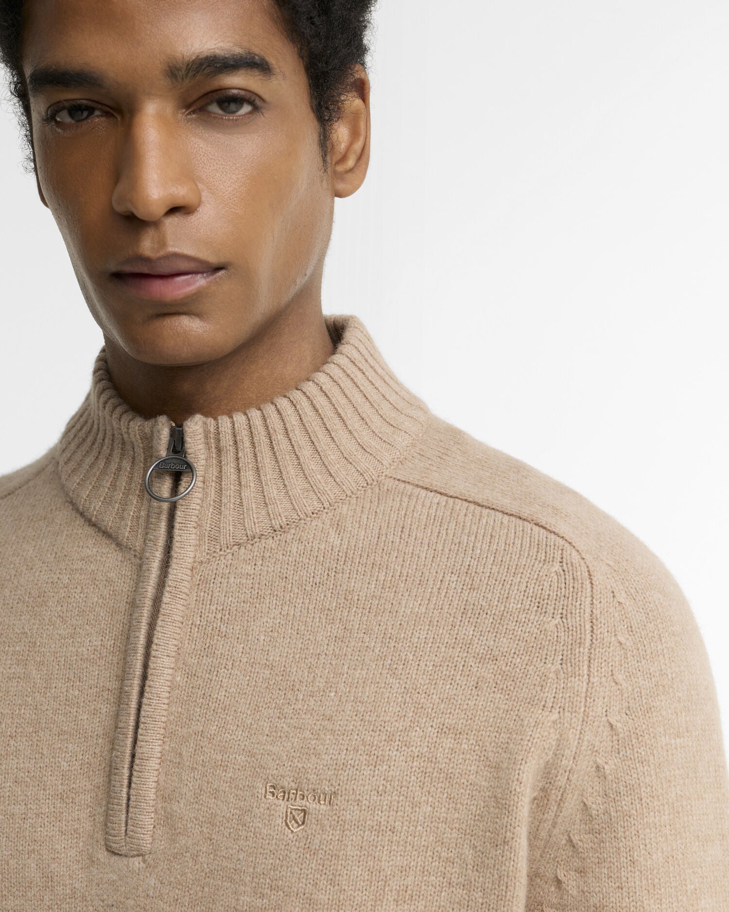 Barbour Newtown Half-Zip Jumper Washed Stone