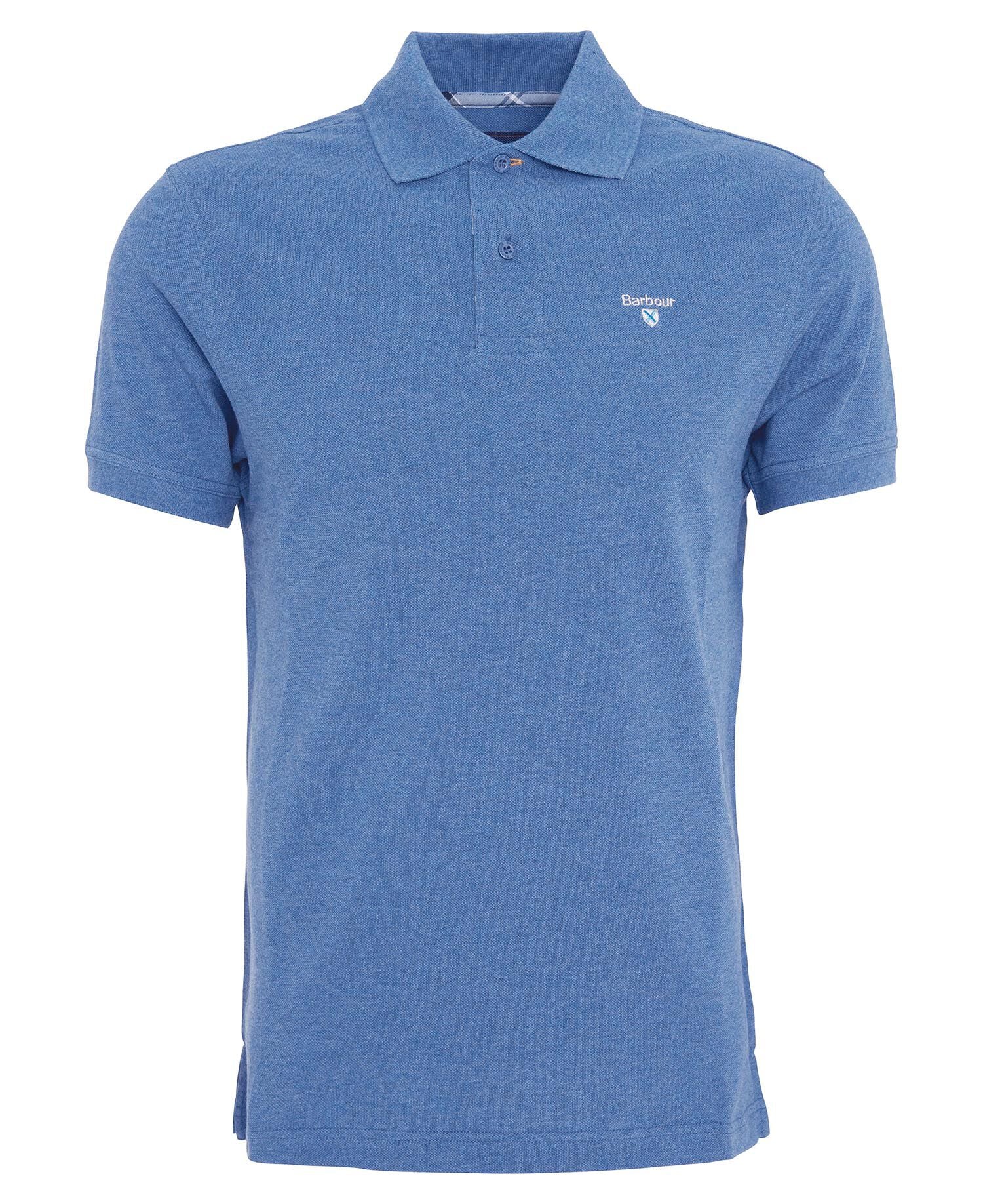 Barbour Tartan Pique Polo Shirt Dark Chambray Marl