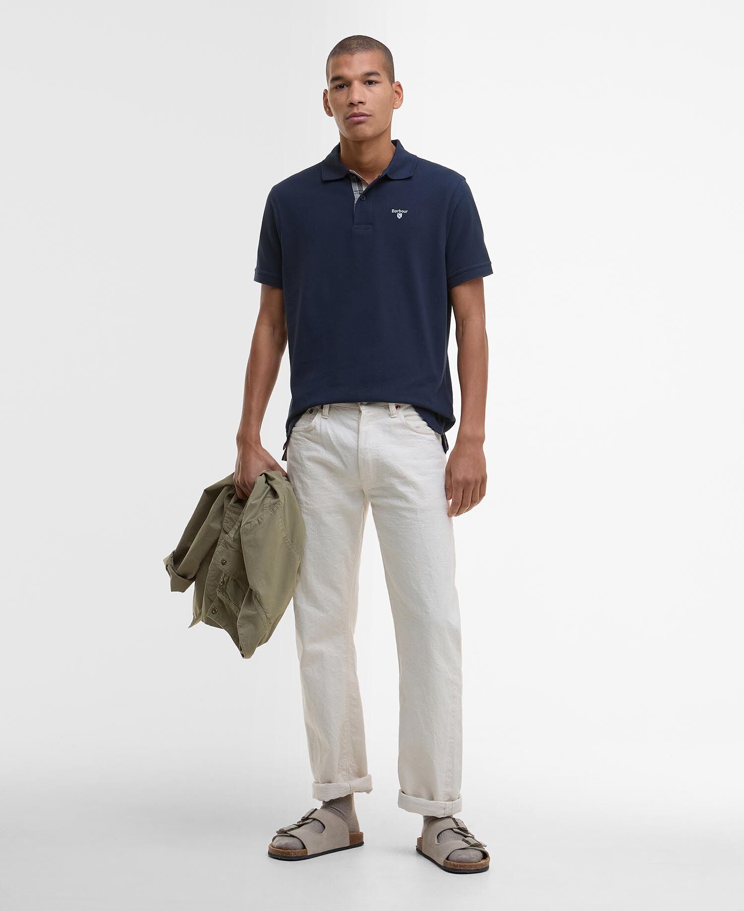 Barbour Tartan Pique Polo Shirt New Navy