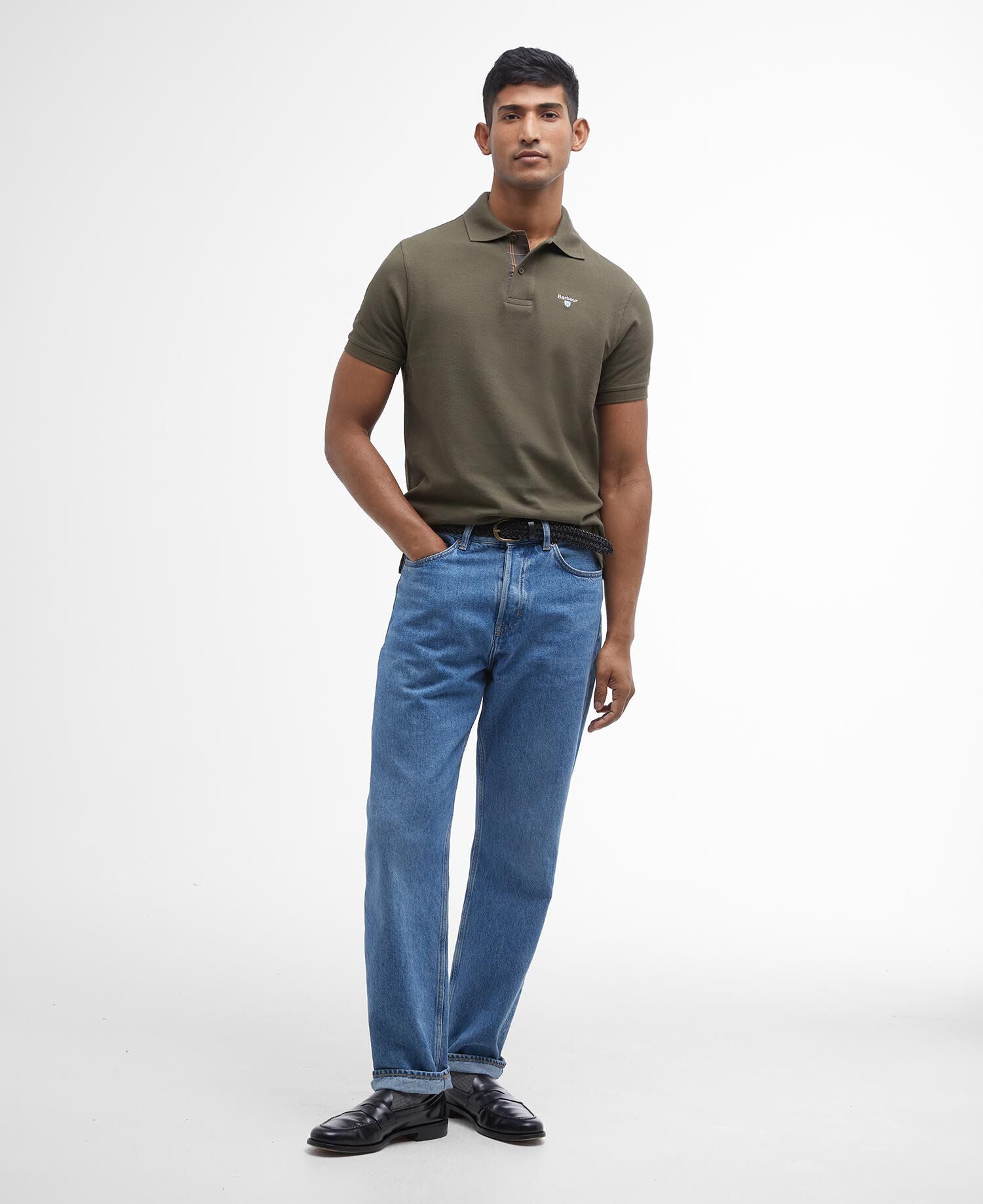 Barbour Tartan Pique Polo Shirt Olive