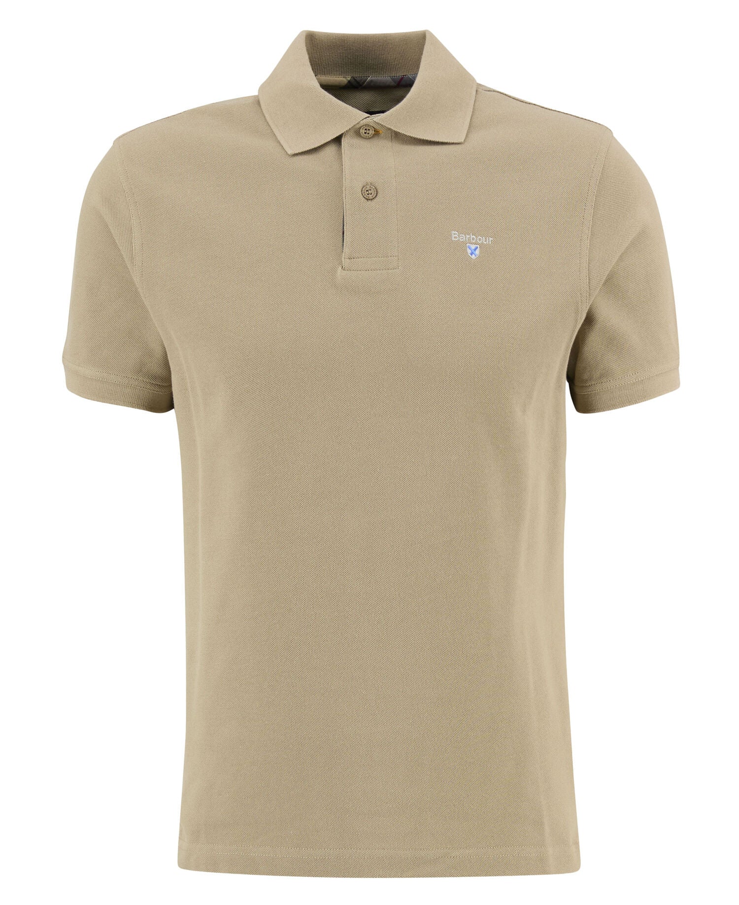Barbour Tartan Pique Polo Shirt Washed Stone