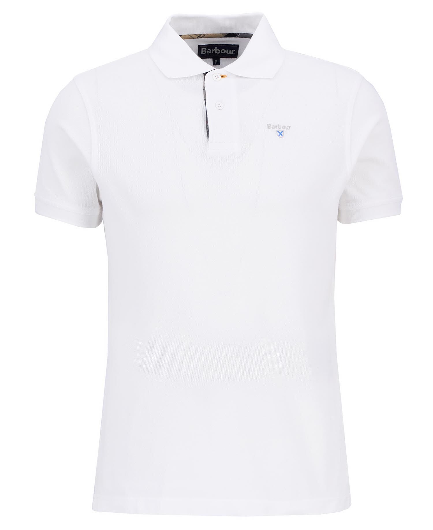 Barbour Tartan Pique Polo Shirt White