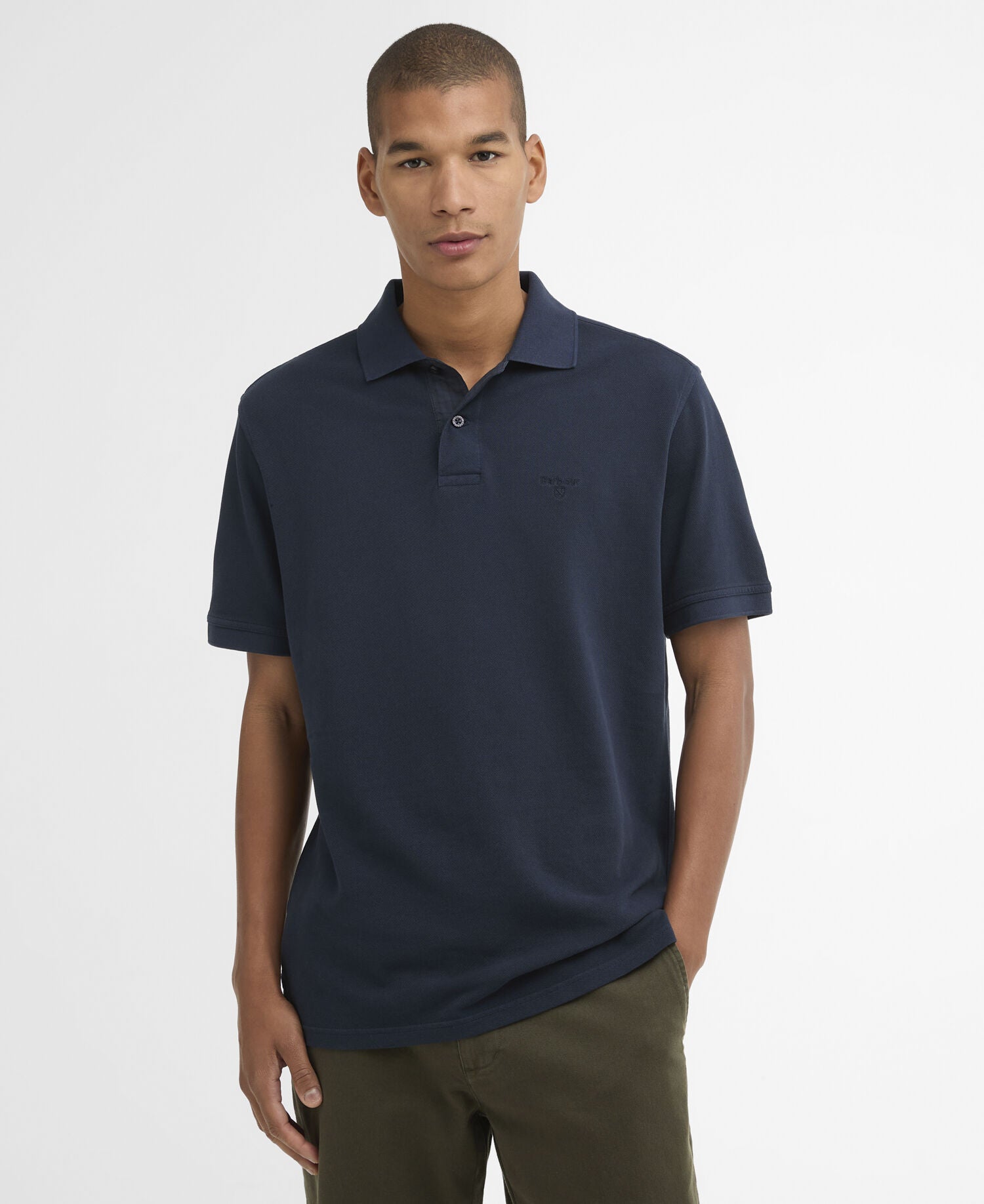Barbour Washed Tartan Tailored Polo Navy