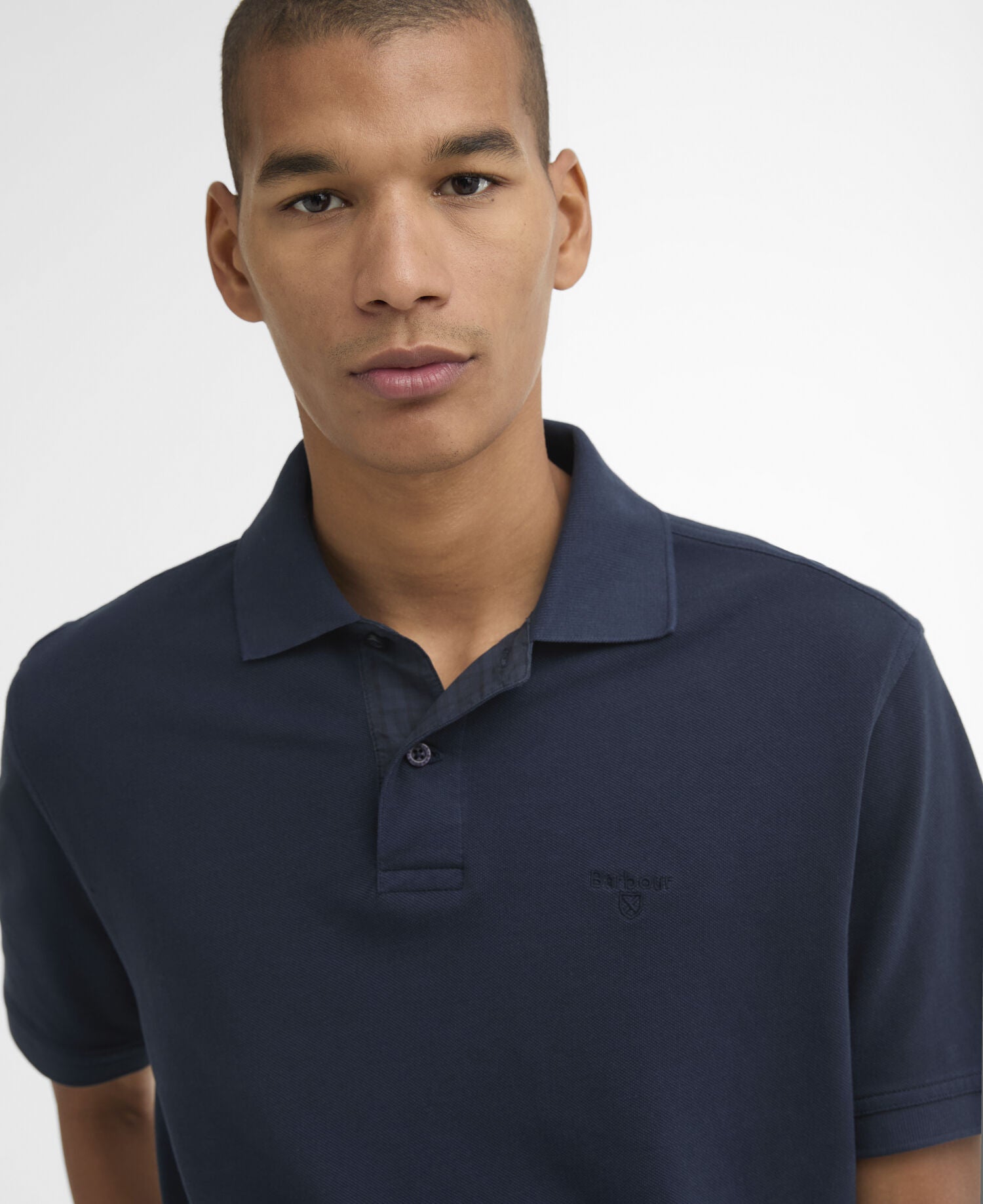 Barbour Washed Tartan Tailored Polo Navy