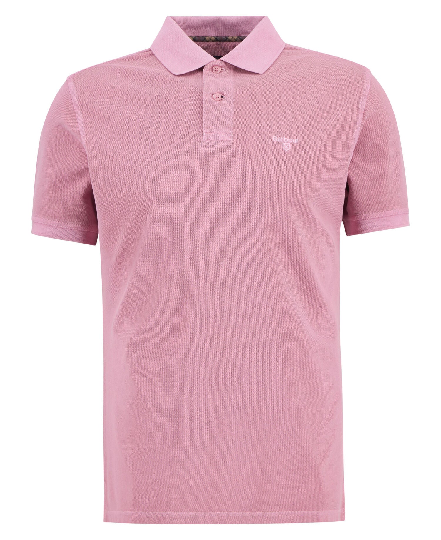 Barbour Washed Tartan Tailored Polo Pink