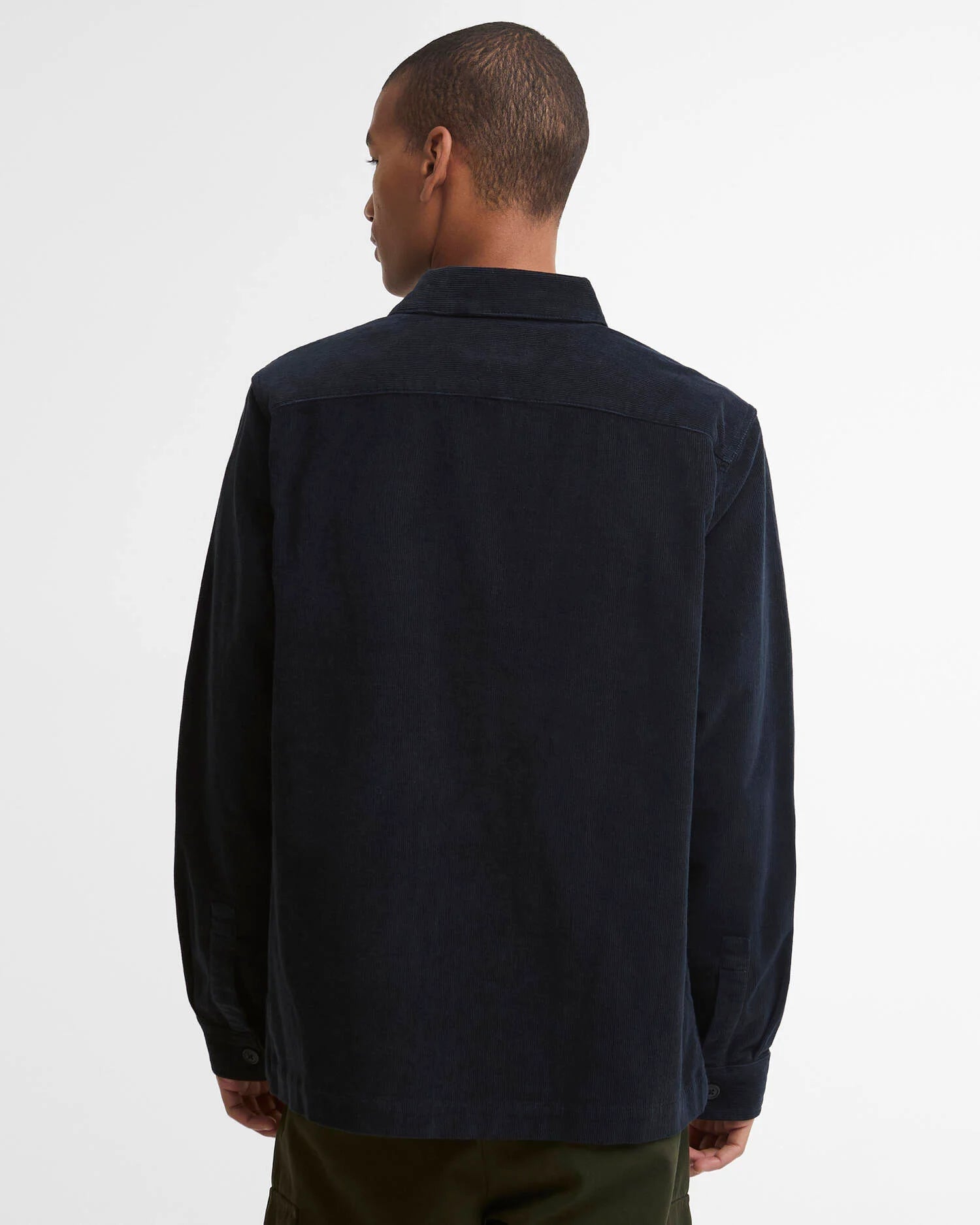 TARTAN TRIMMED CORD OVERSHIRT