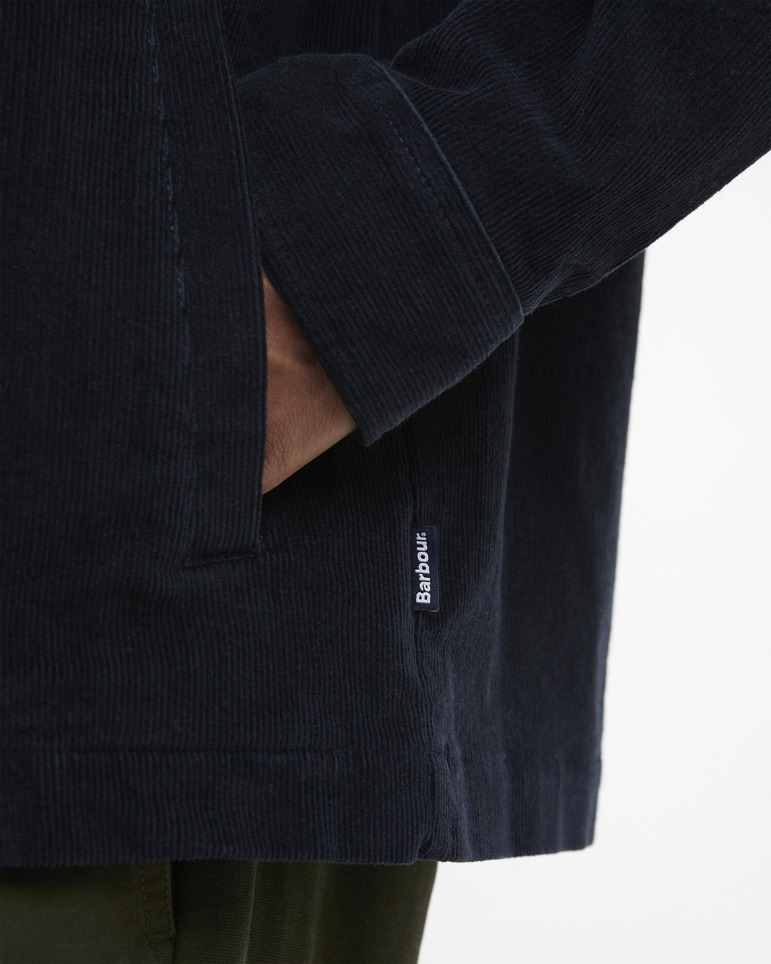 TARTAN TRIMMED CORD OVERSHIRT