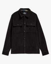TARTAN TRIMMED CORD OVERSHIRT