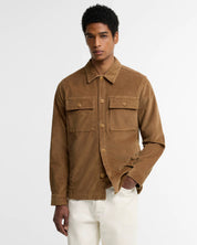 TARTAN TRIMMED CORD OVERSHIRT