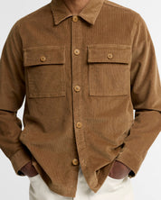 TARTAN TRIMMED CORD OVERSHIRT