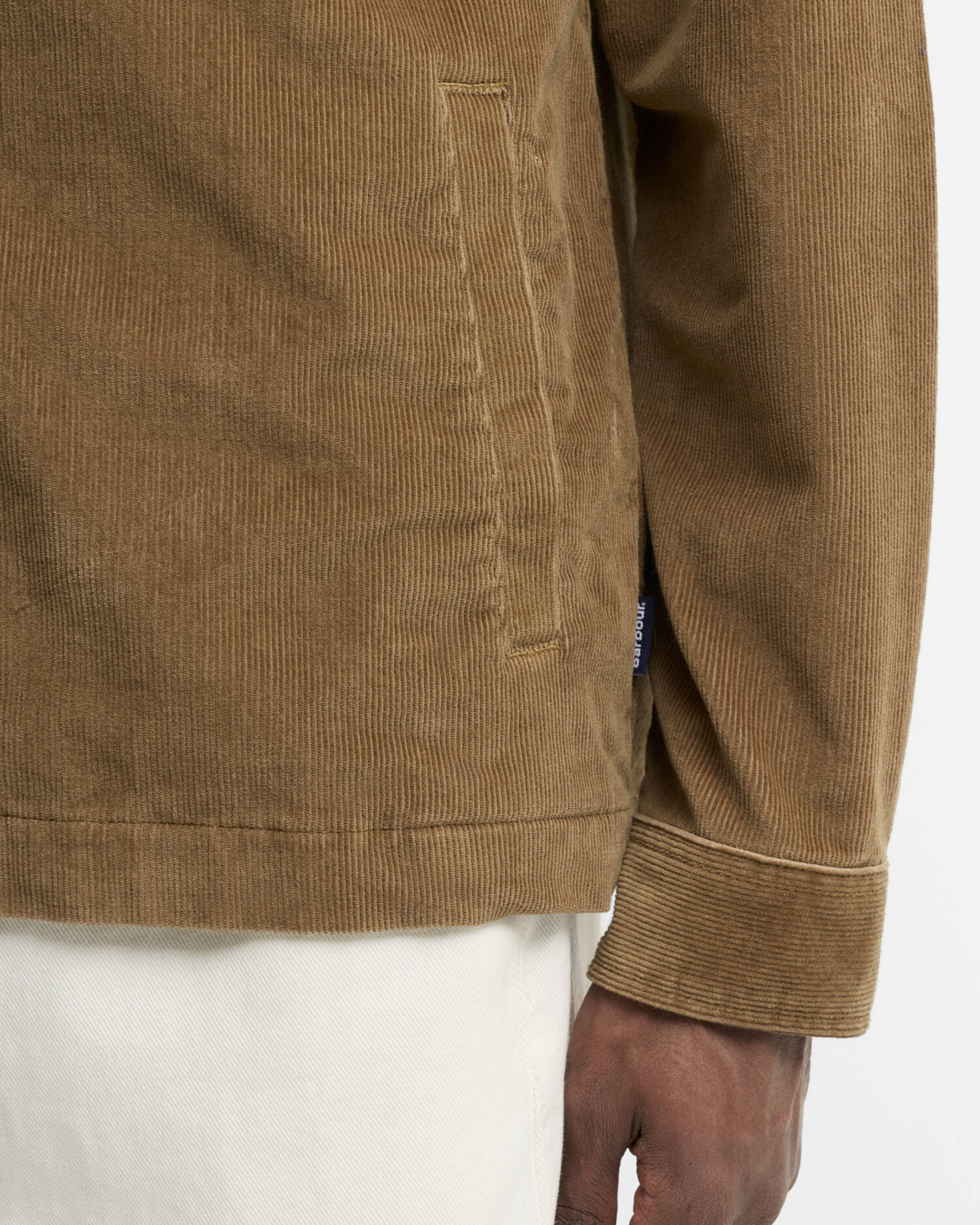 TARTAN TRIMMED CORD OVERSHIRT