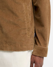 TARTAN TRIMMED CORD OVERSHIRT