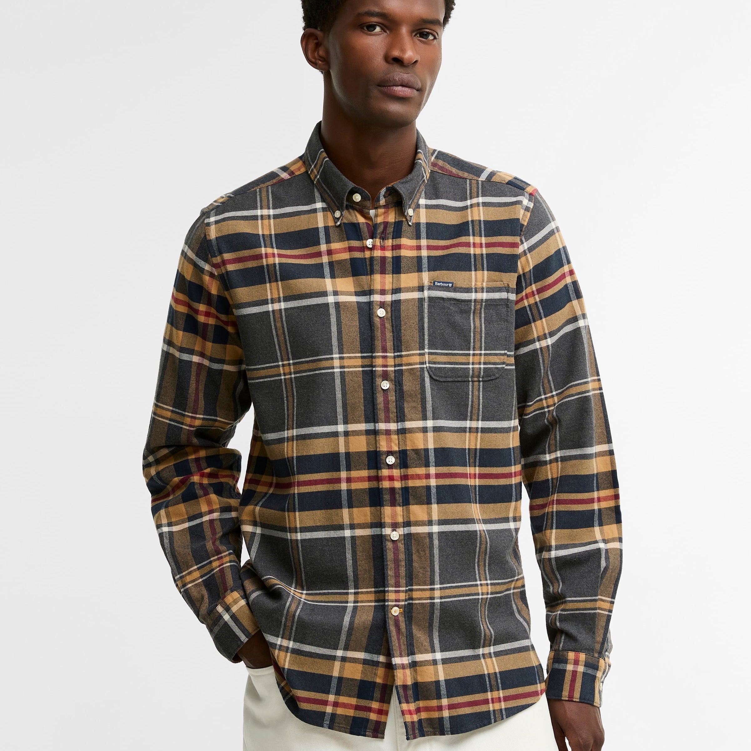 Barbour Ronan Tailored Checked Shirt GY52 Grey Marl