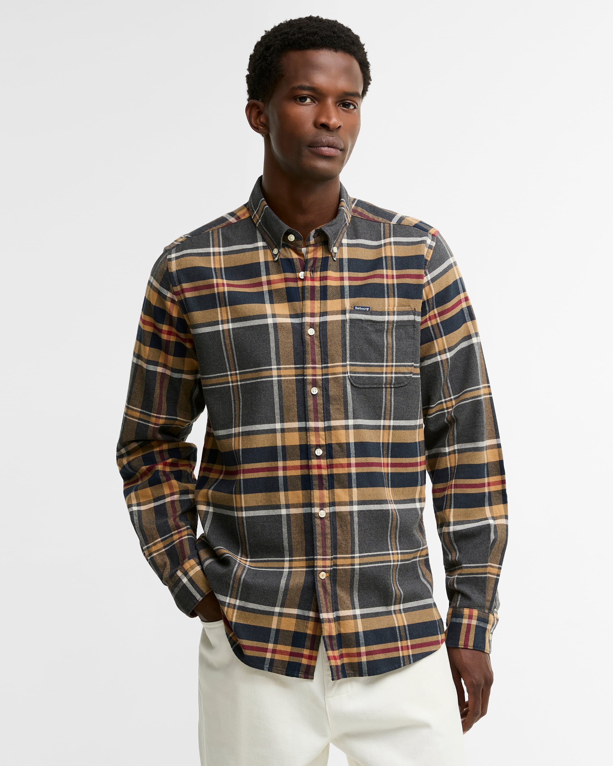 Barbour Ronan Tailored Checked Shirt GY52 Grey Marl