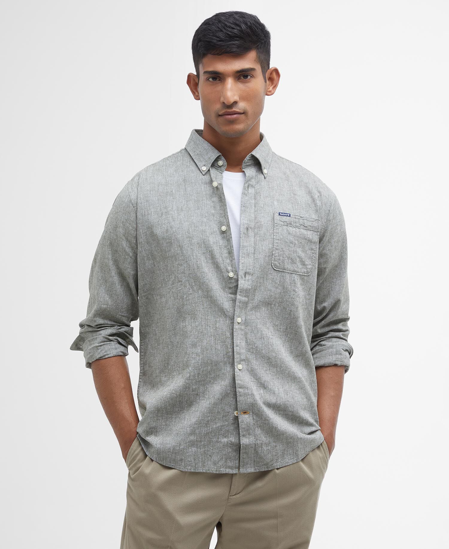 Barbour Nelson Tailored Shirt Bleached Olive