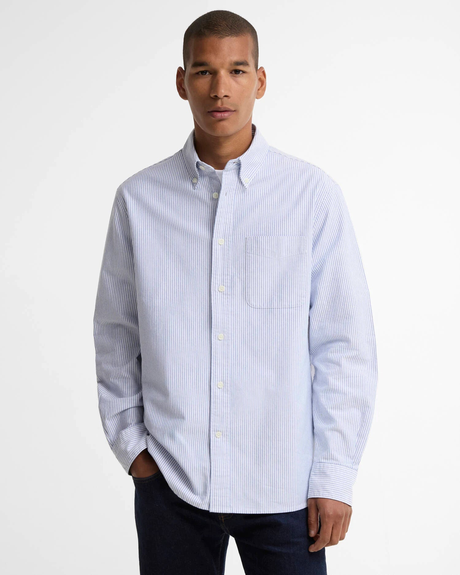 STRIPED AUTHENTIC-FIT LONG-SLEEVED SHIRT