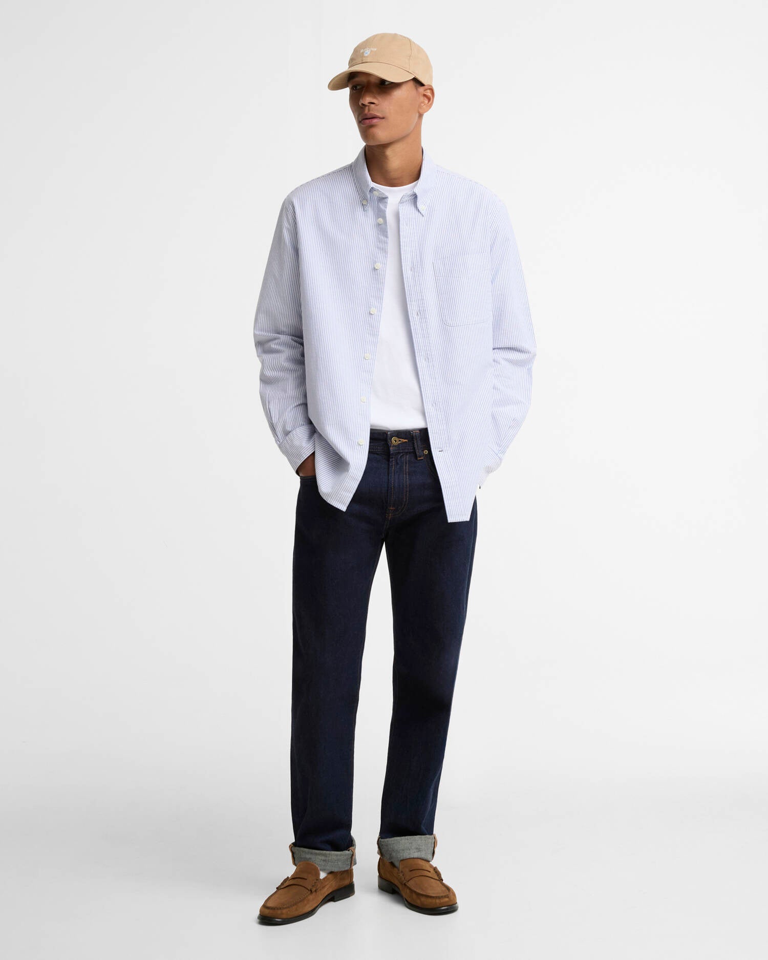STRIPED AUTHENTIC-FIT LONG-SLEEVED SHIRT