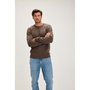 MAN CHUNKY O-NECK SWEATER CACAO